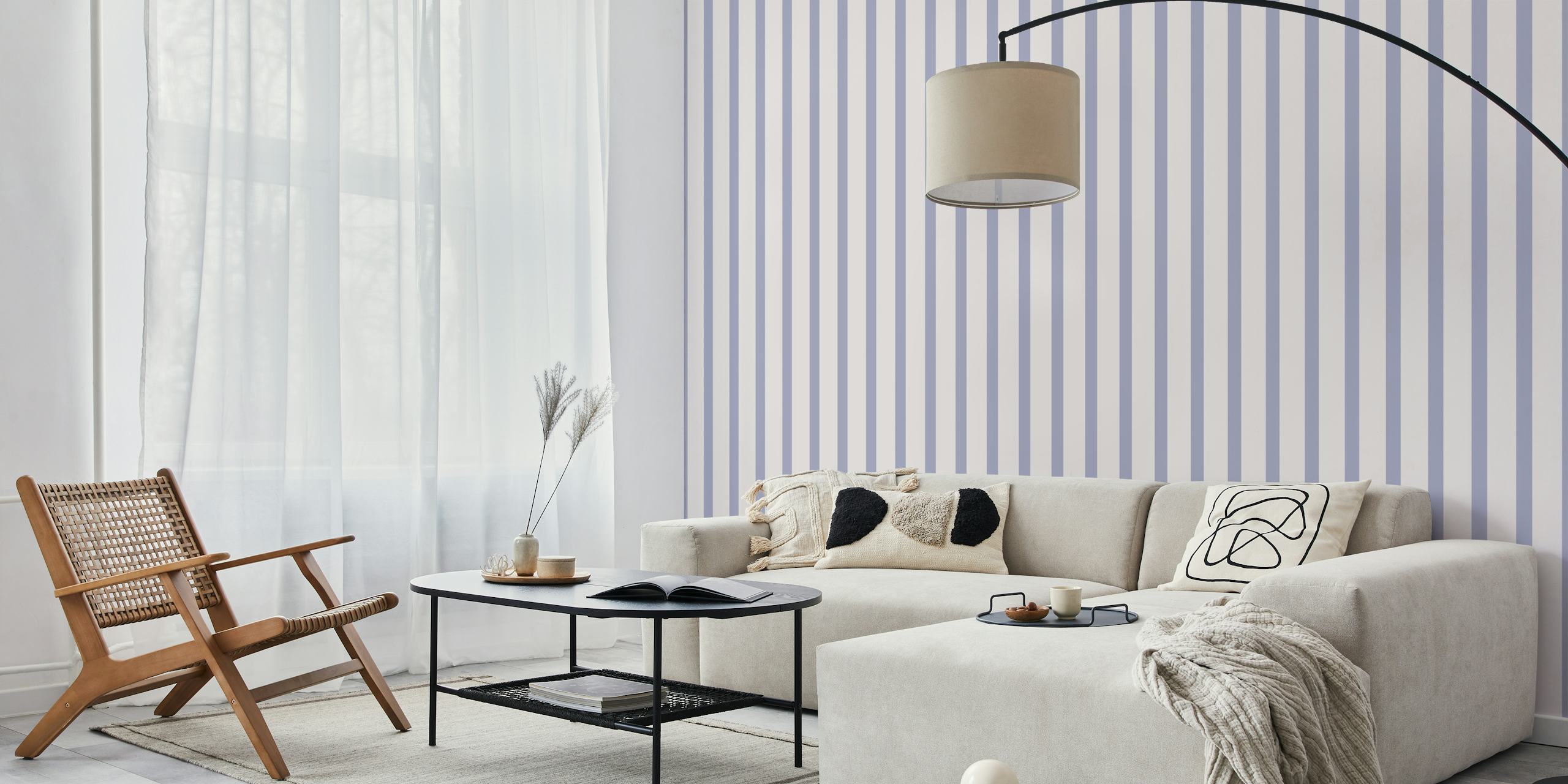 Minimal Striped Design Moody Lavender Beige behang