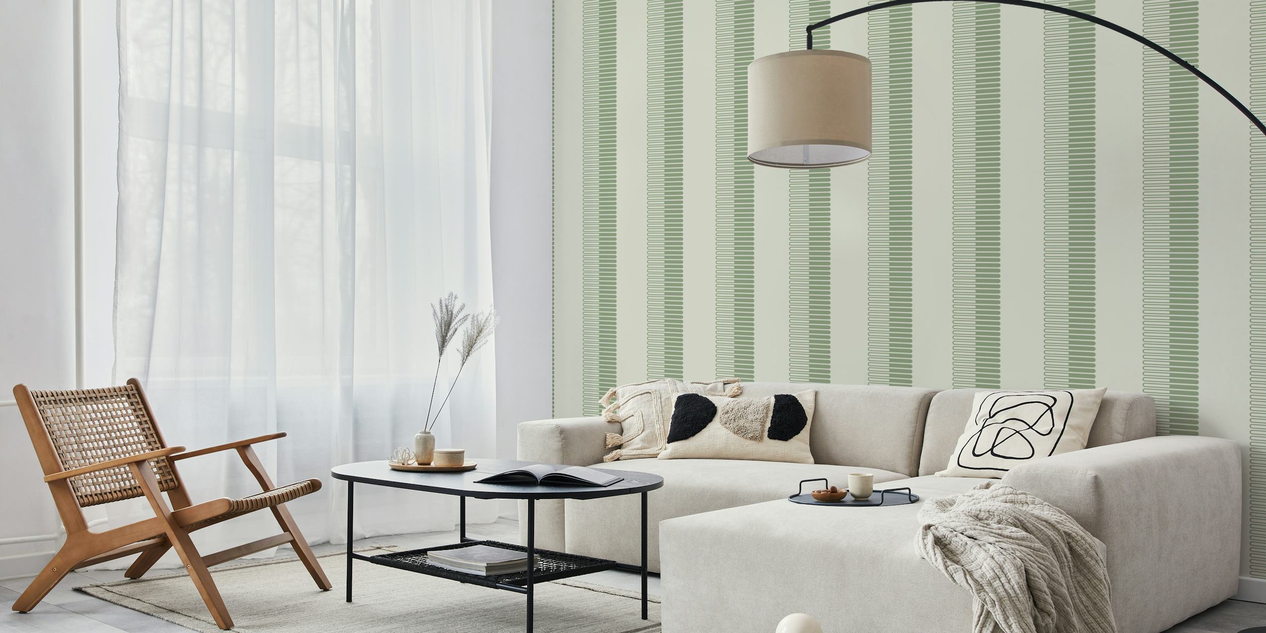 Modern elegant sage green stripes wallpaper