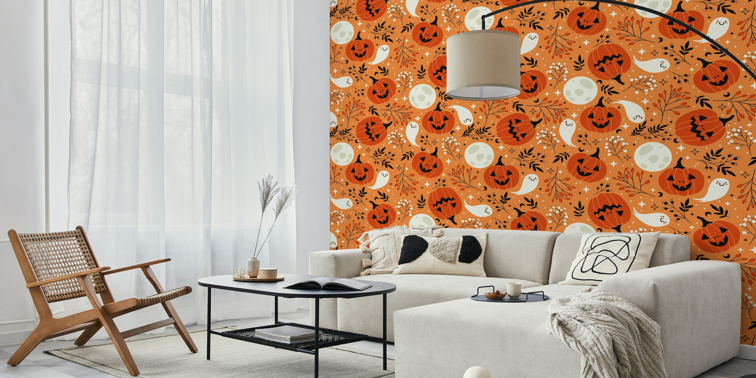 Tapeta Halloween Pumpkins Design v místnosti