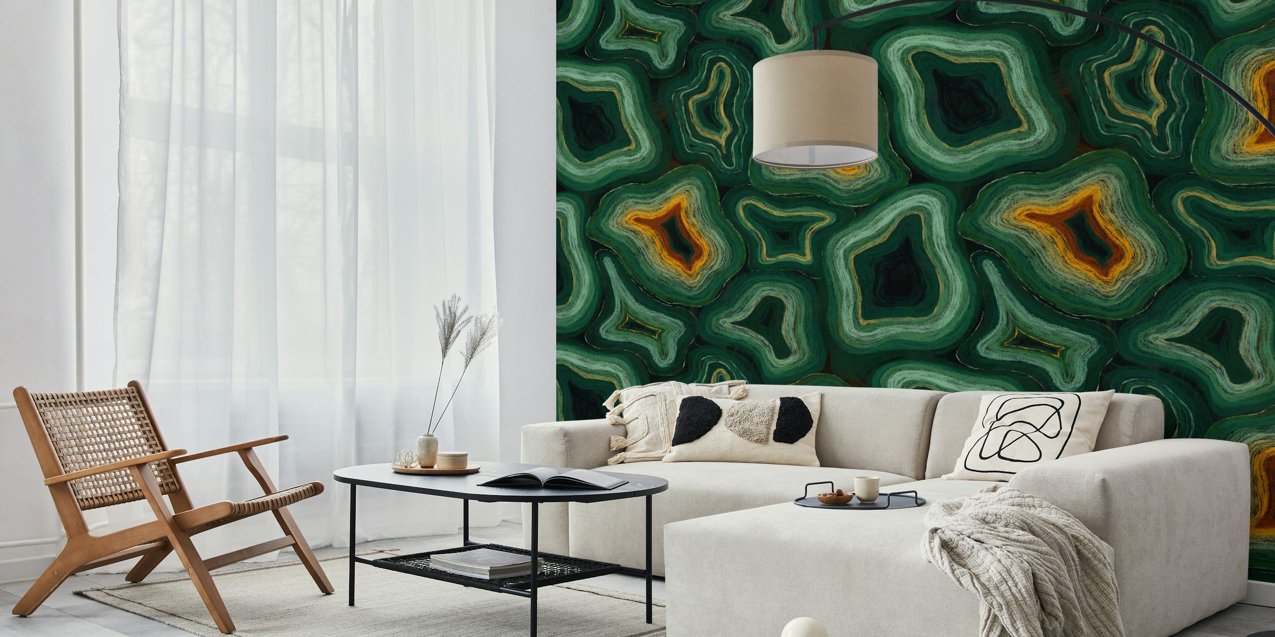 Emerald Geode Flow wallpaper in a room