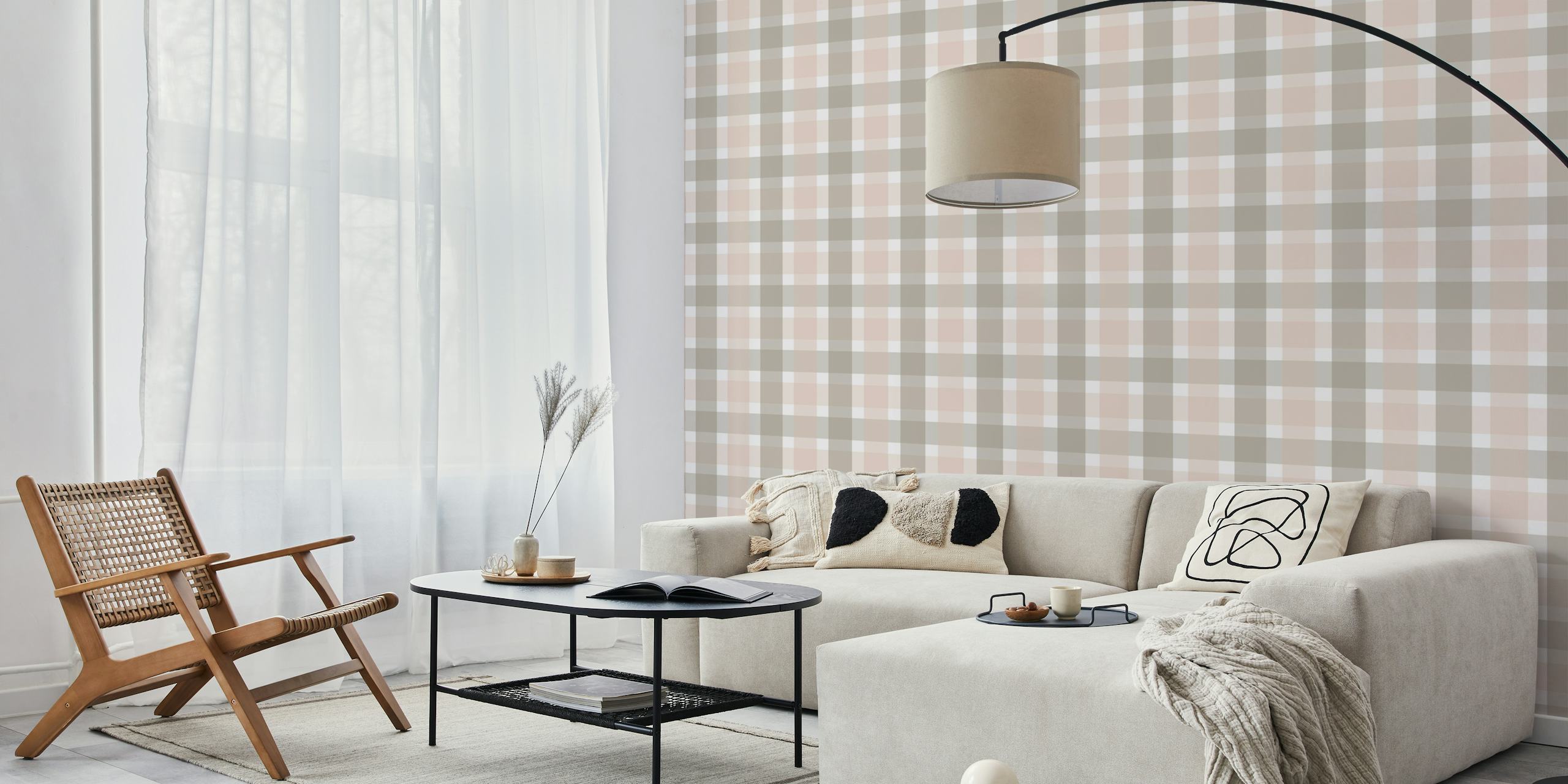 Rustic plaid wallpaper design in a room