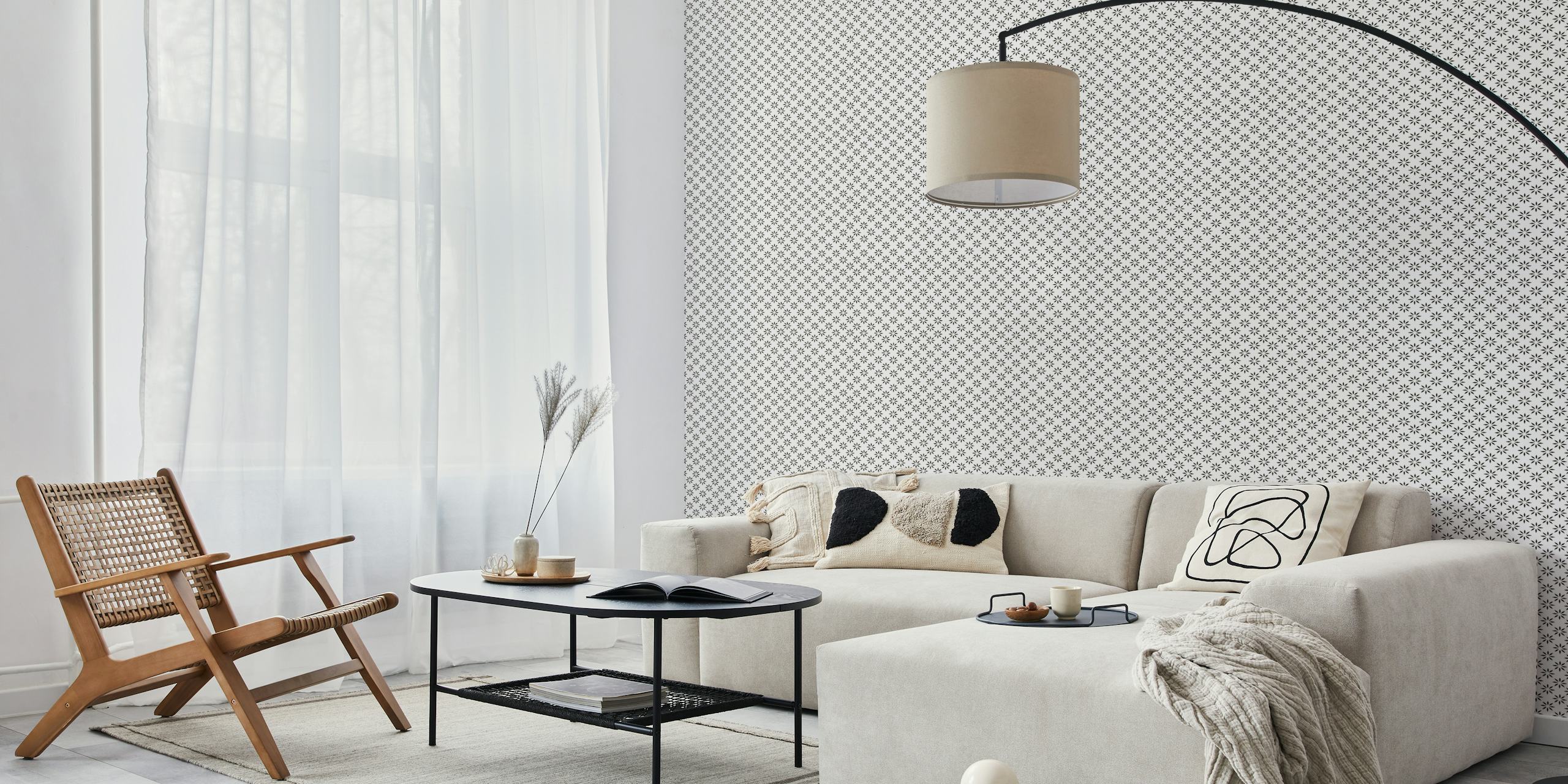 Black and white star pattern minimalist wallpaper
