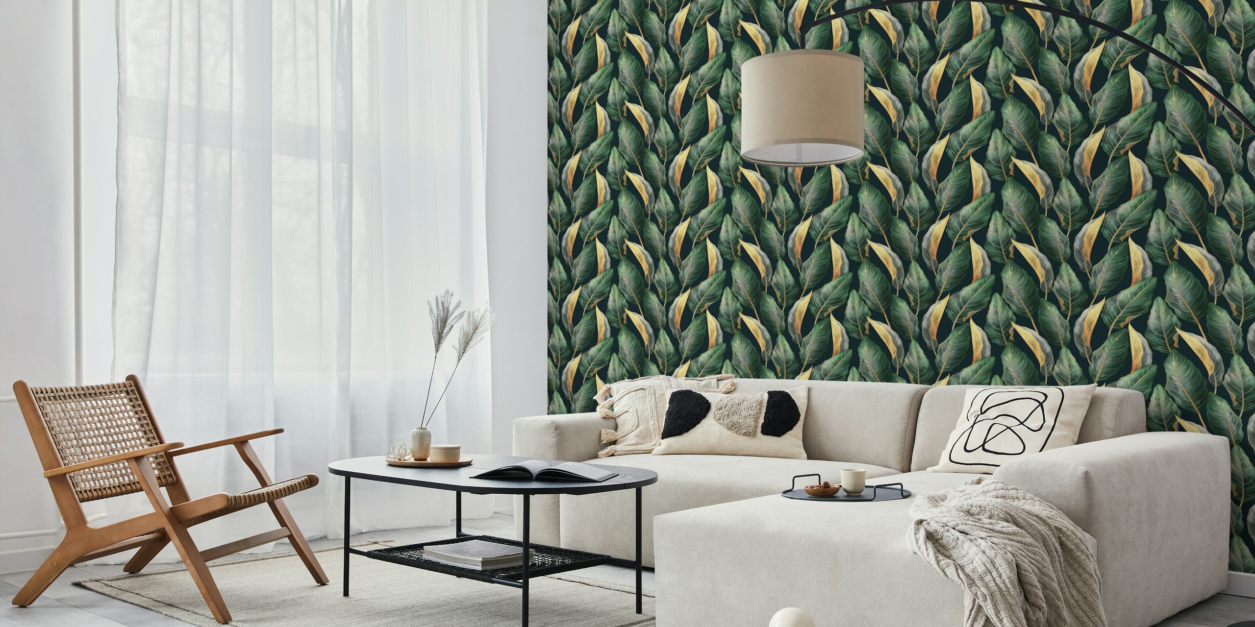 Carta da parati Vintage tropical pattern in una stanza