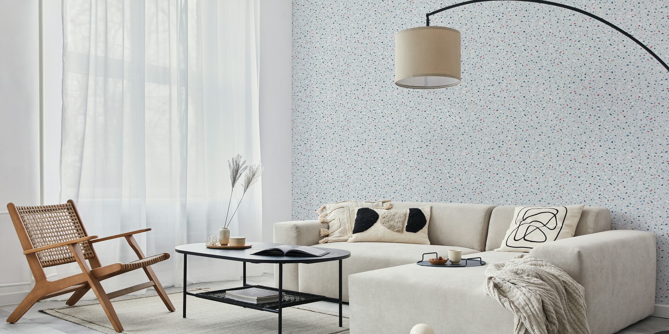 Soft blue terrazzo wallpaper in a room