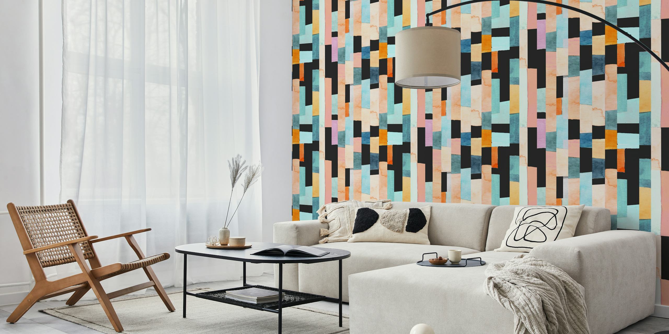 Ταπετσαρία Multicolor stripes σε ένα δωμάτιο