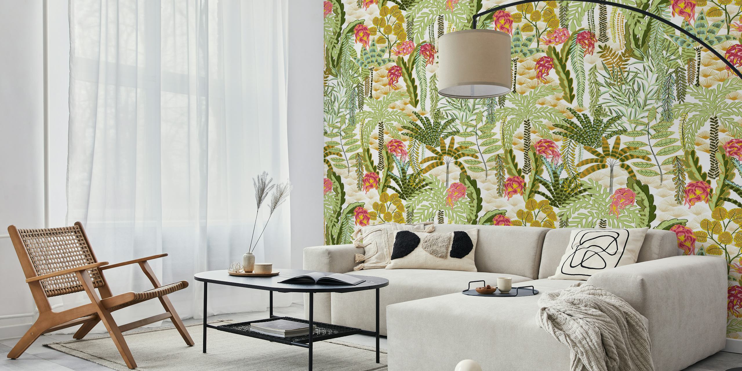 Tropical wallpaper design with dragon fruit light