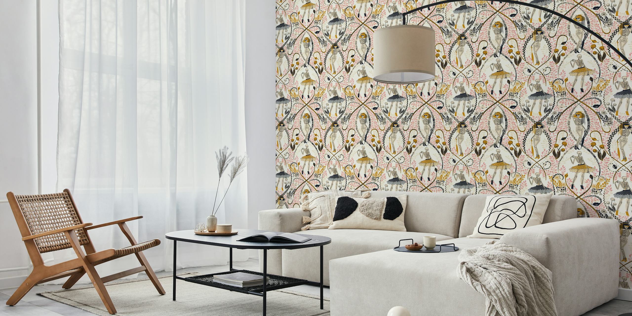 Gothic fashionista wallpaper in a room setting