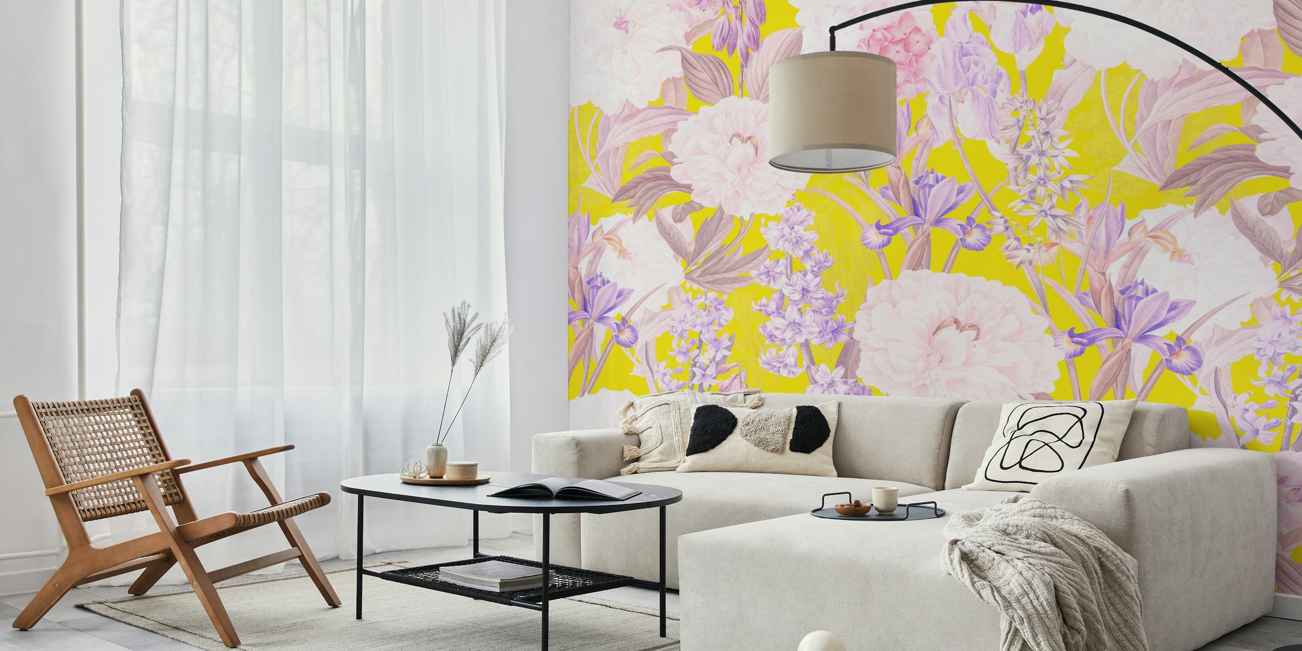Floral wallpaper design in a room