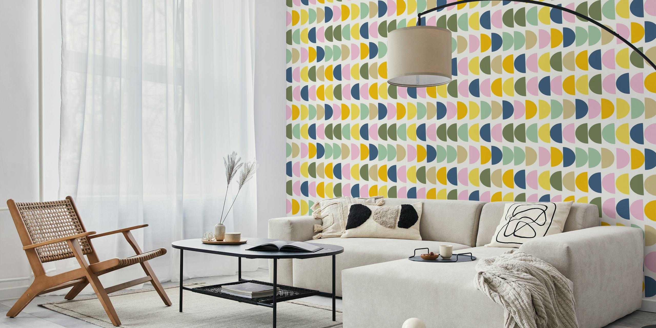 Colorful geometric shapes in earthy pastel tones wallpaper