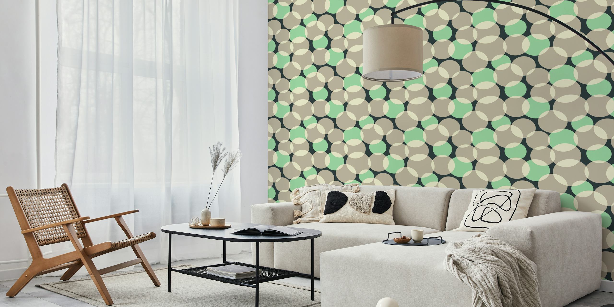 Mid-century modern abstract geometric wallpaper design