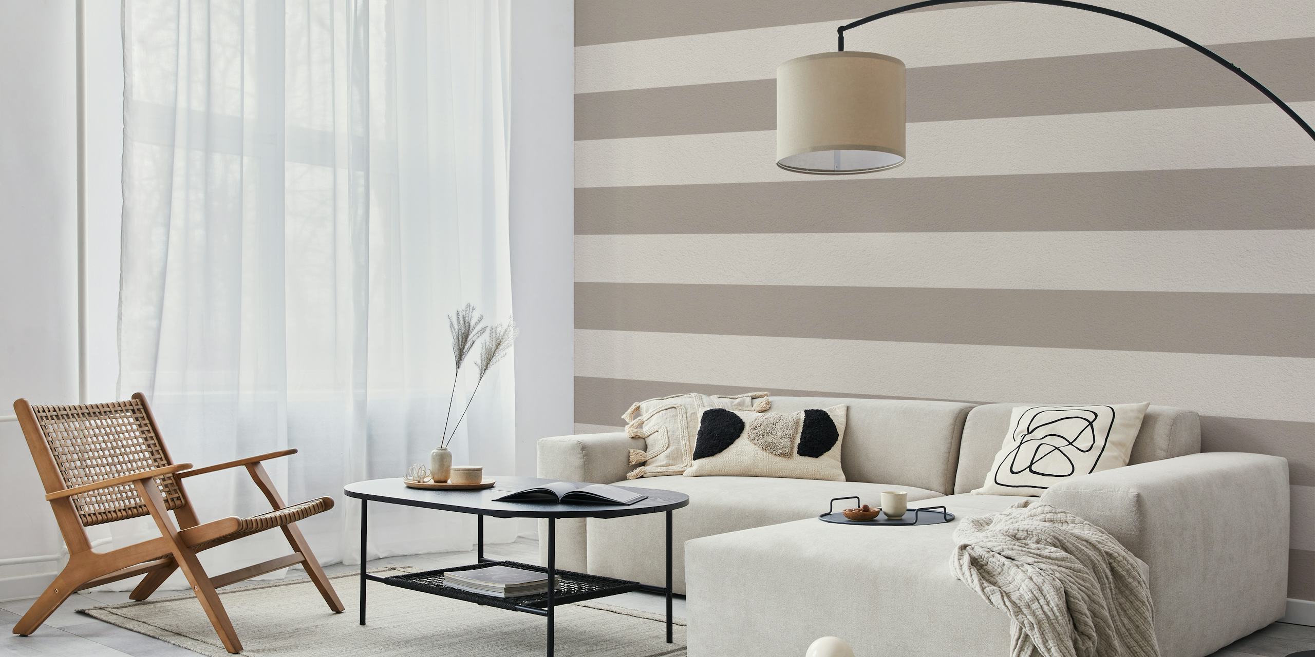 Beige Bold Stripes Tapeta U Sobi