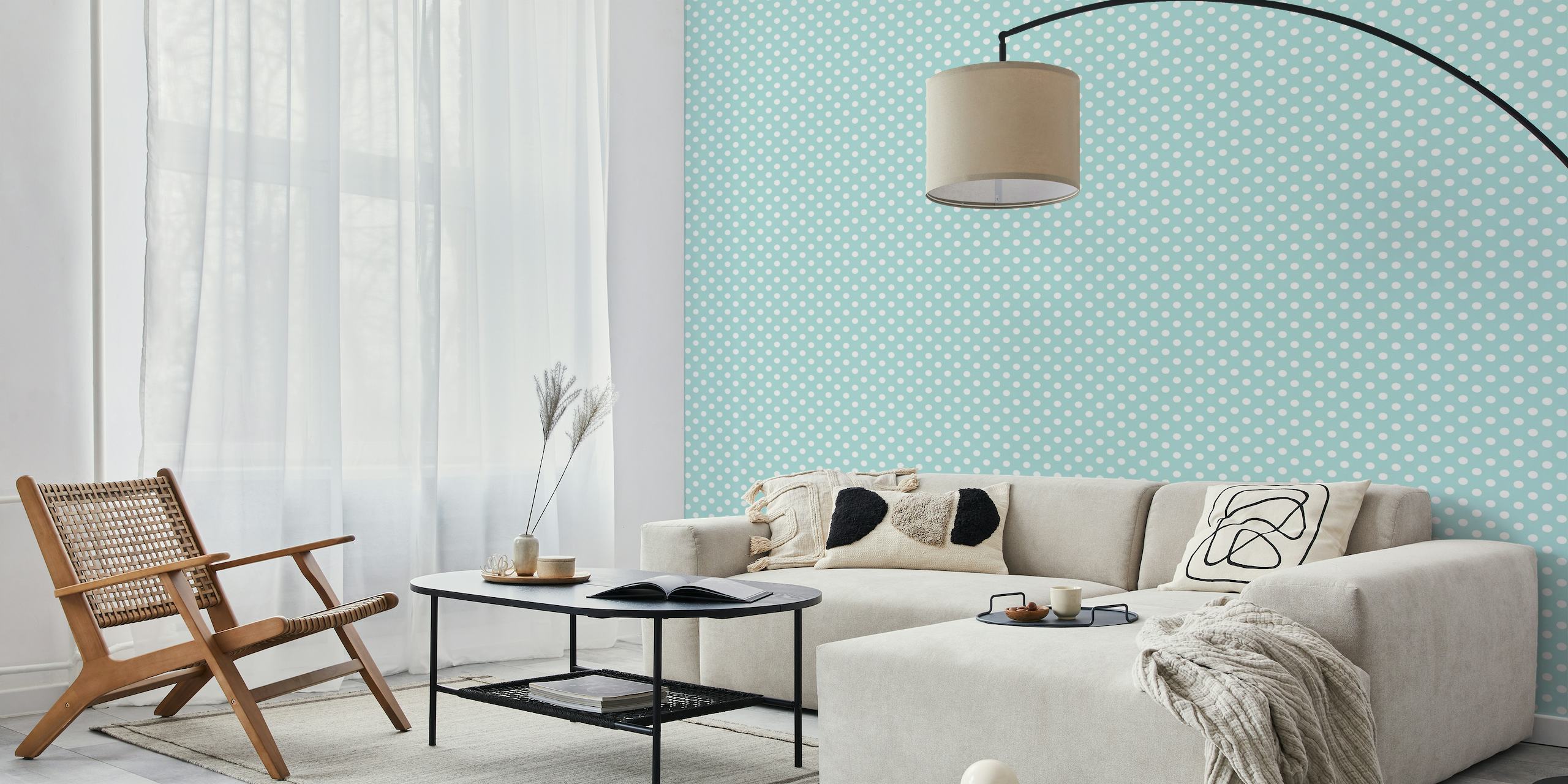 Modern Simple Pop Polka Dots - White / Blue wallpaper