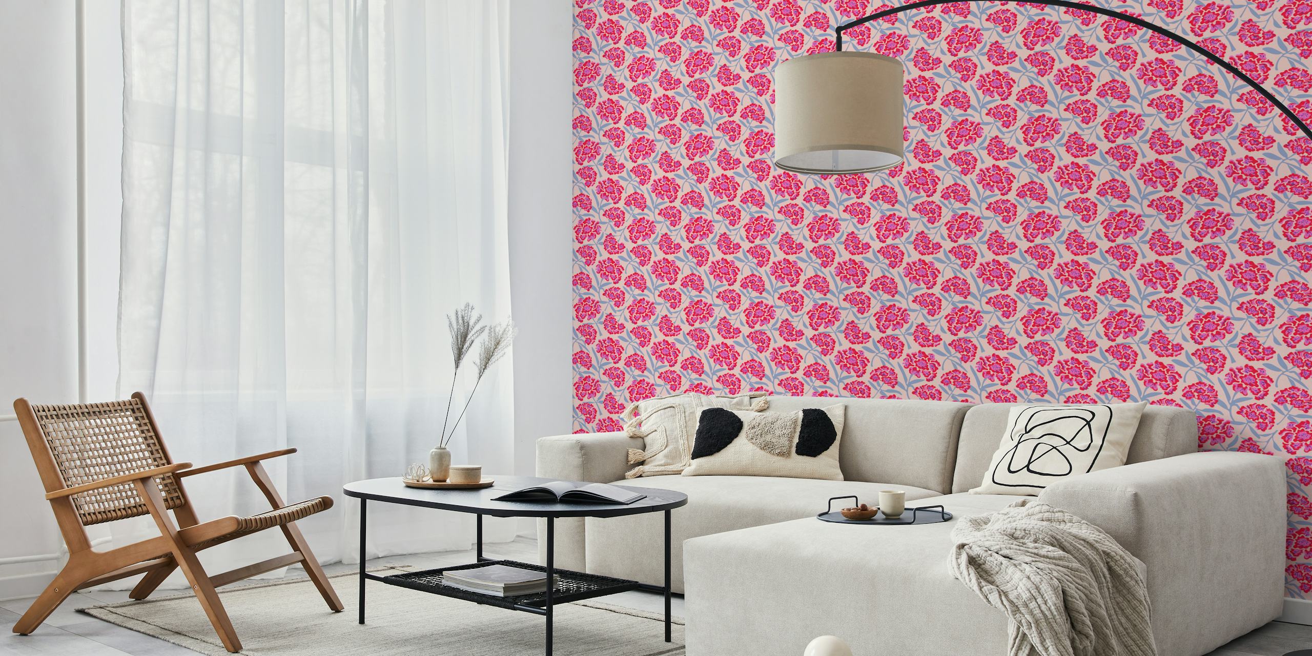 Rhododendron retro blomsterdesign i et rum