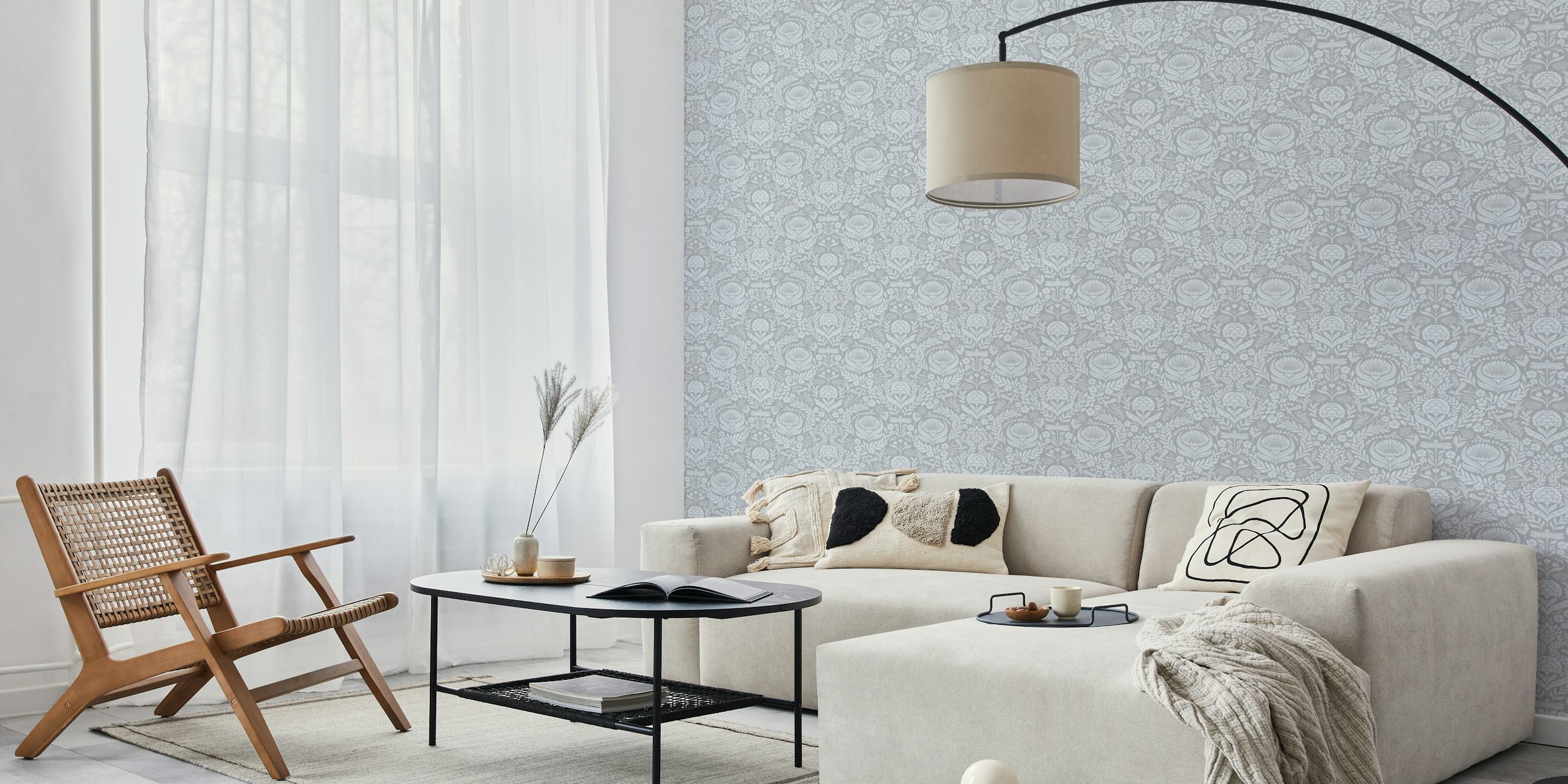 Victorian dragonflies damask wallpaper in room