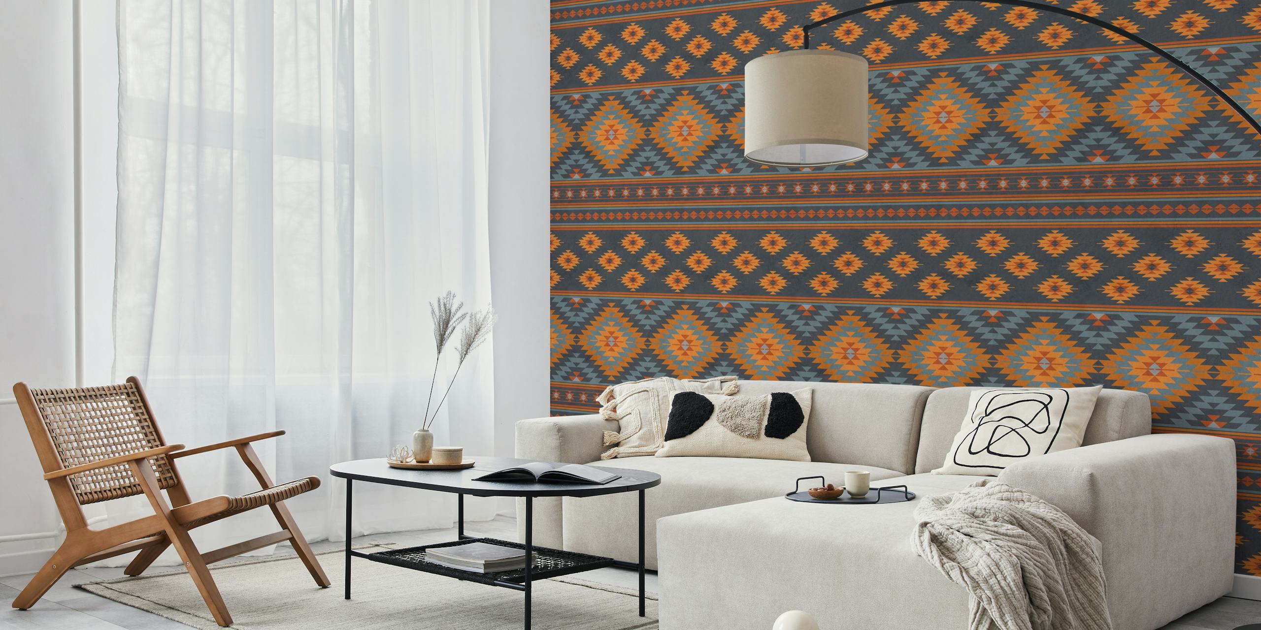 Kilim stripes wallpaper dans un intérieur élégant