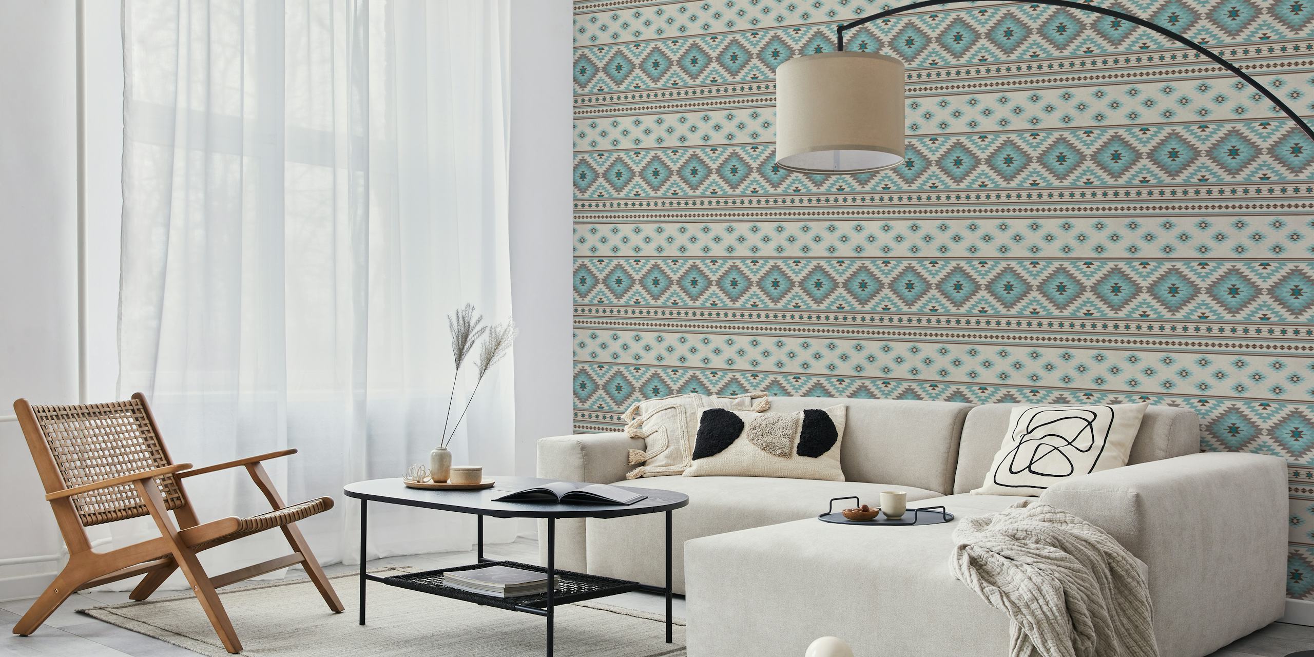 Kilim stripes wallpaper v stylovém pokoji