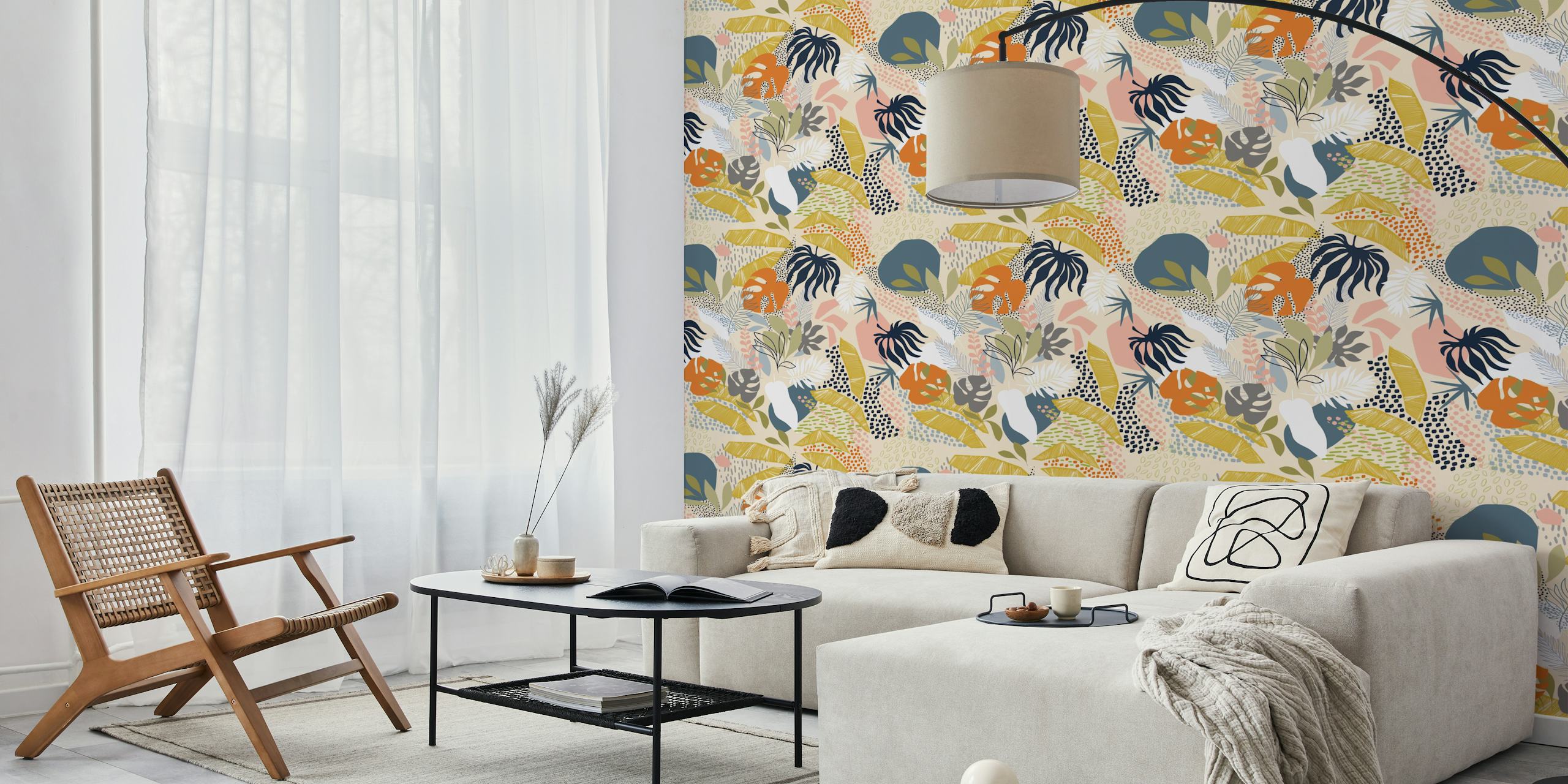 Tropical foliage with colorful leaves and patterns wallpaper