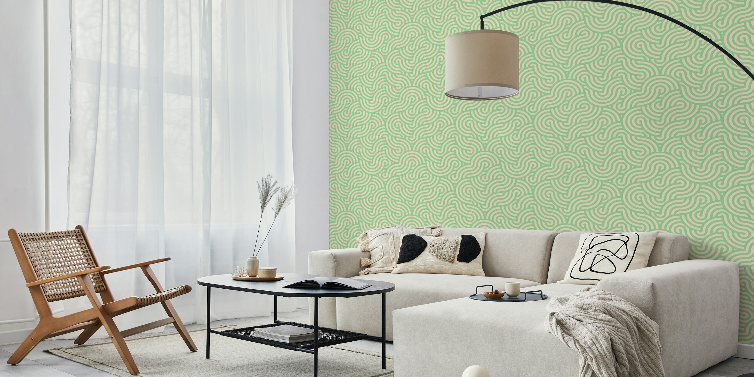 Swirl Lime And Almond Wallpaper Design