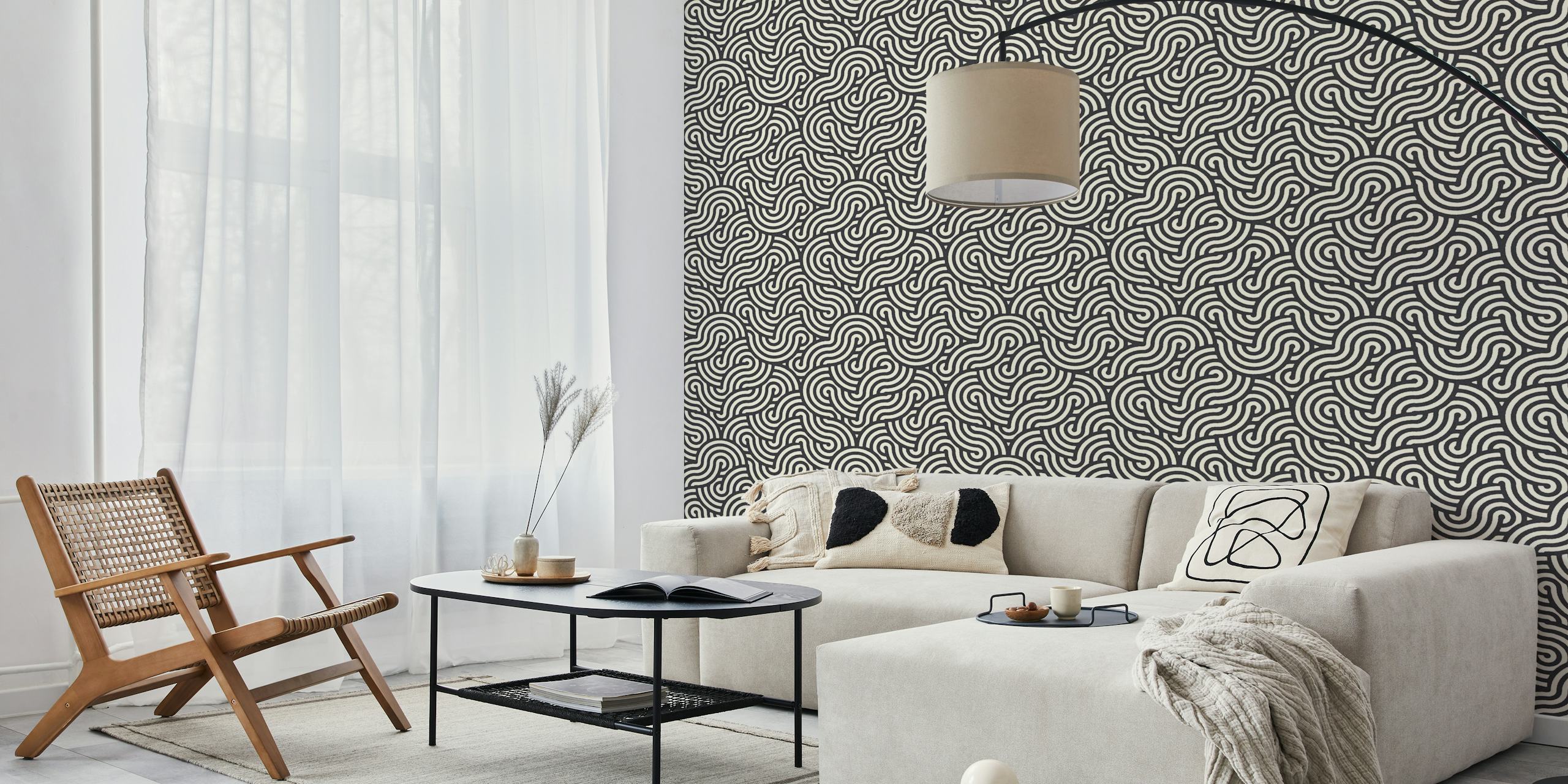 Swirl Coal And Cream Tapetti Huoneessa