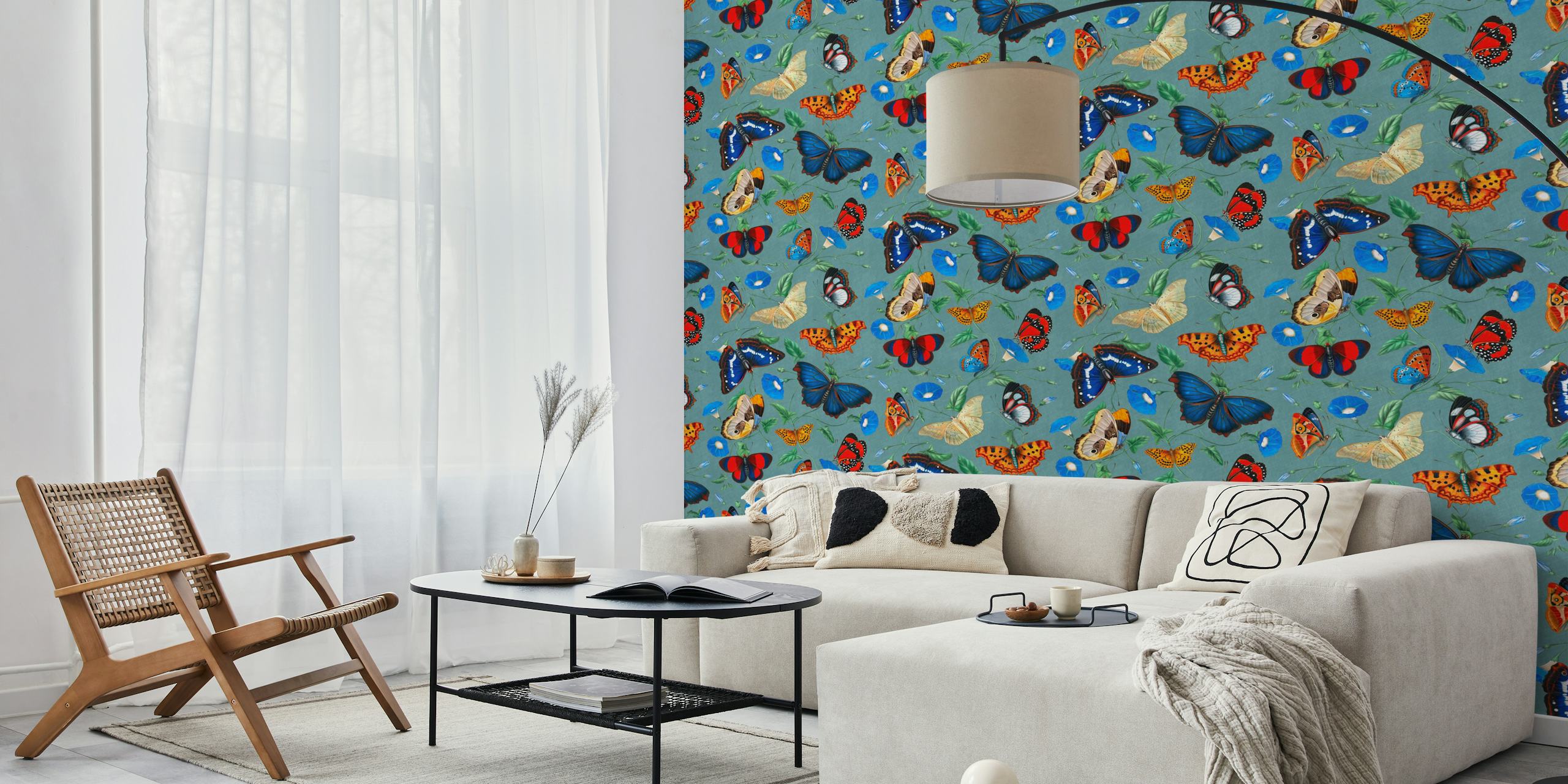 Papillonia - Morning Glory with Butterflies σε teal blue