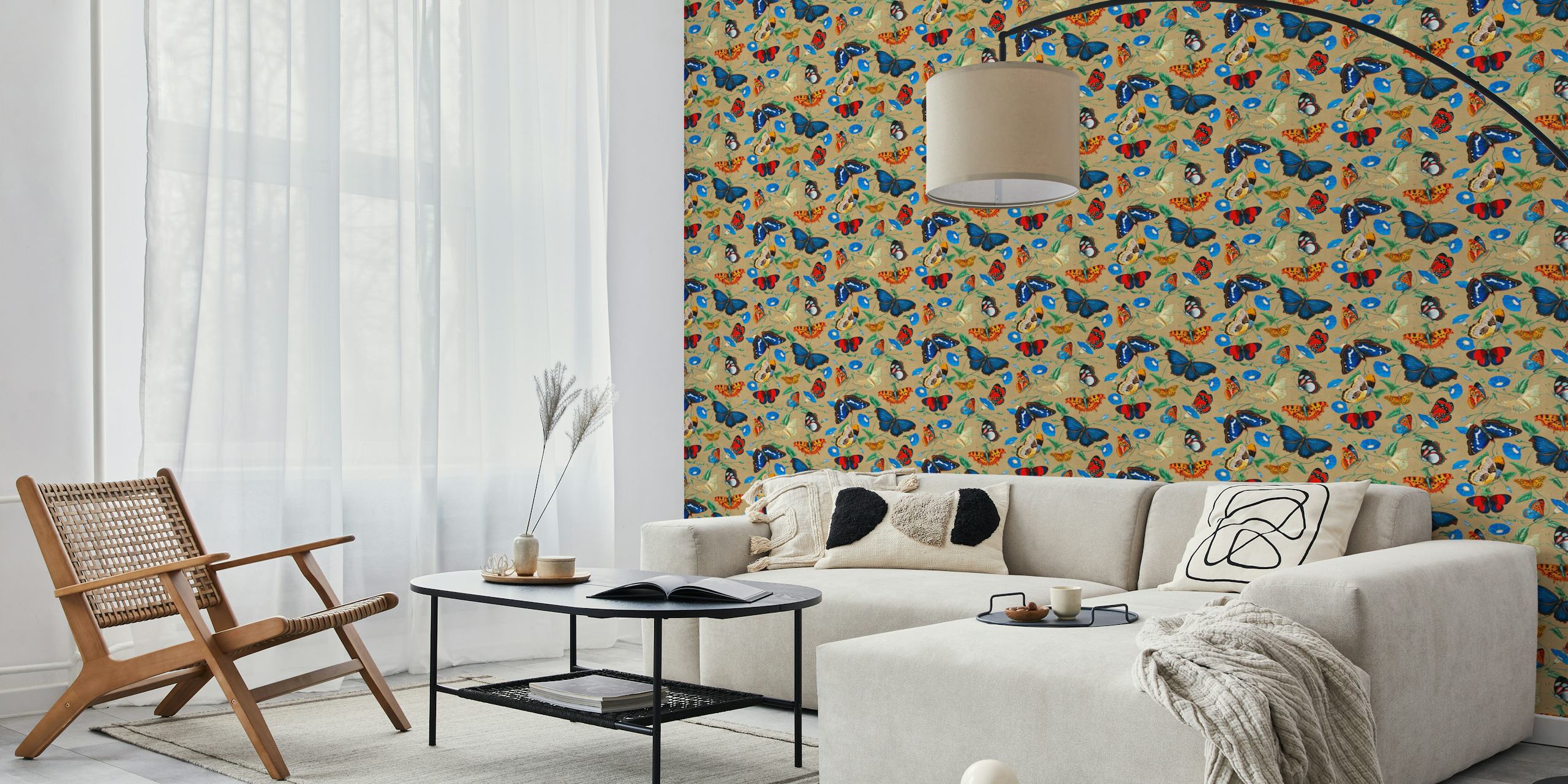 Papillonia wallpaper with butterflies in a room