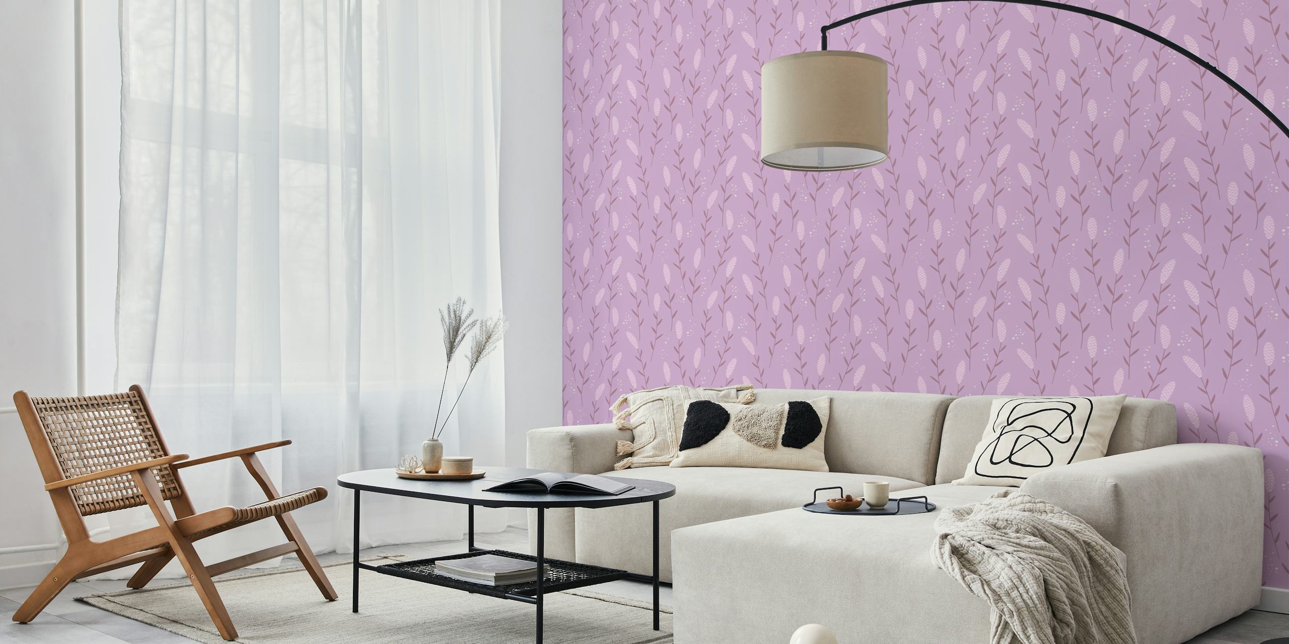 Kaveldun violett bloemmotiefontwerp