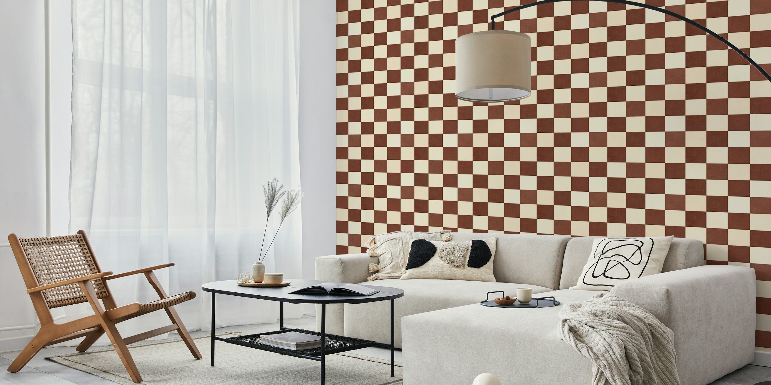 Tiles 012 A - Checkerboard Tapettimuotoilu Huoneessa