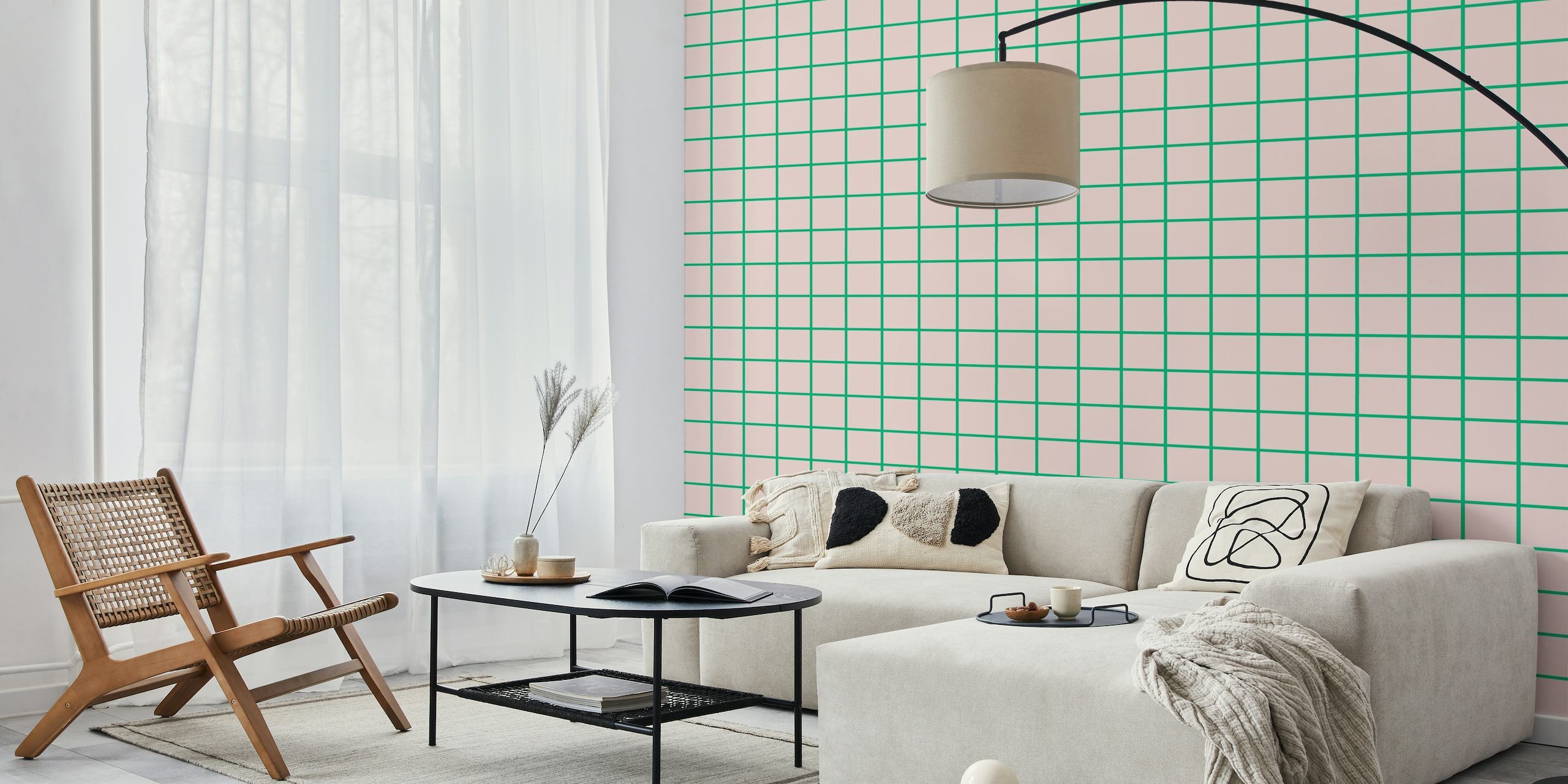 Green on Pink Grid Pattern tapety