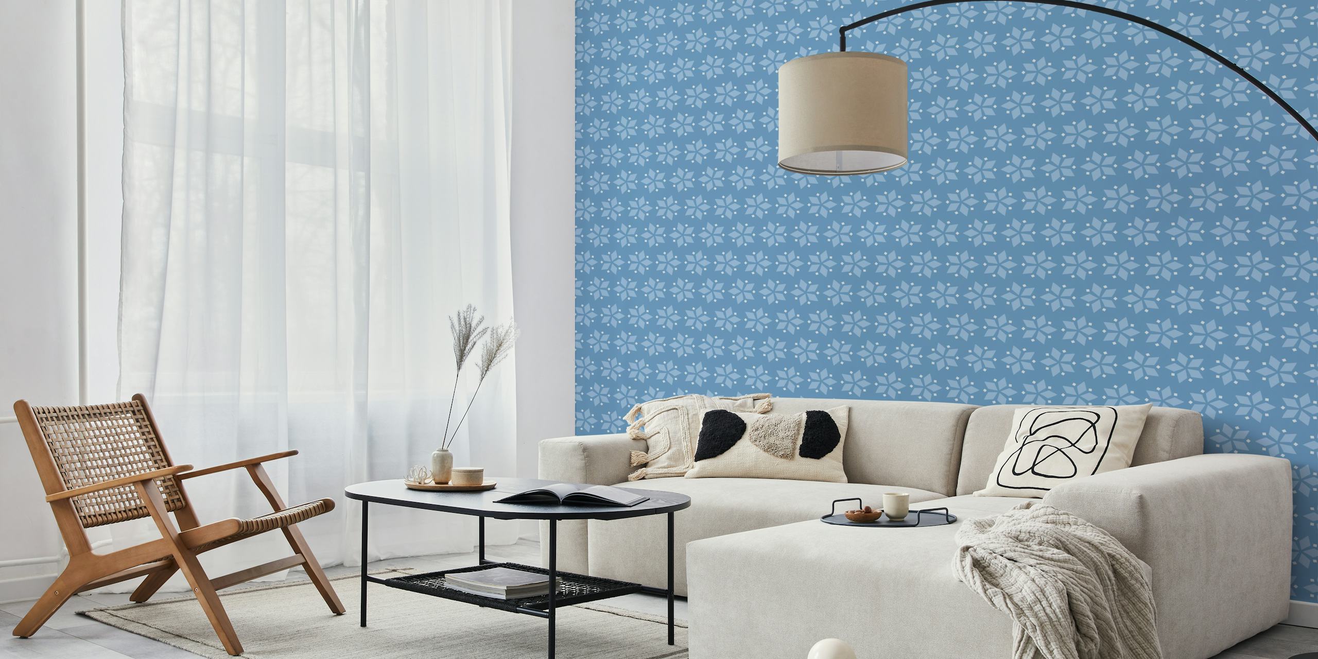 Ταπετσαρία Mosaic blue lightblue σε ένα δωμάτιο
