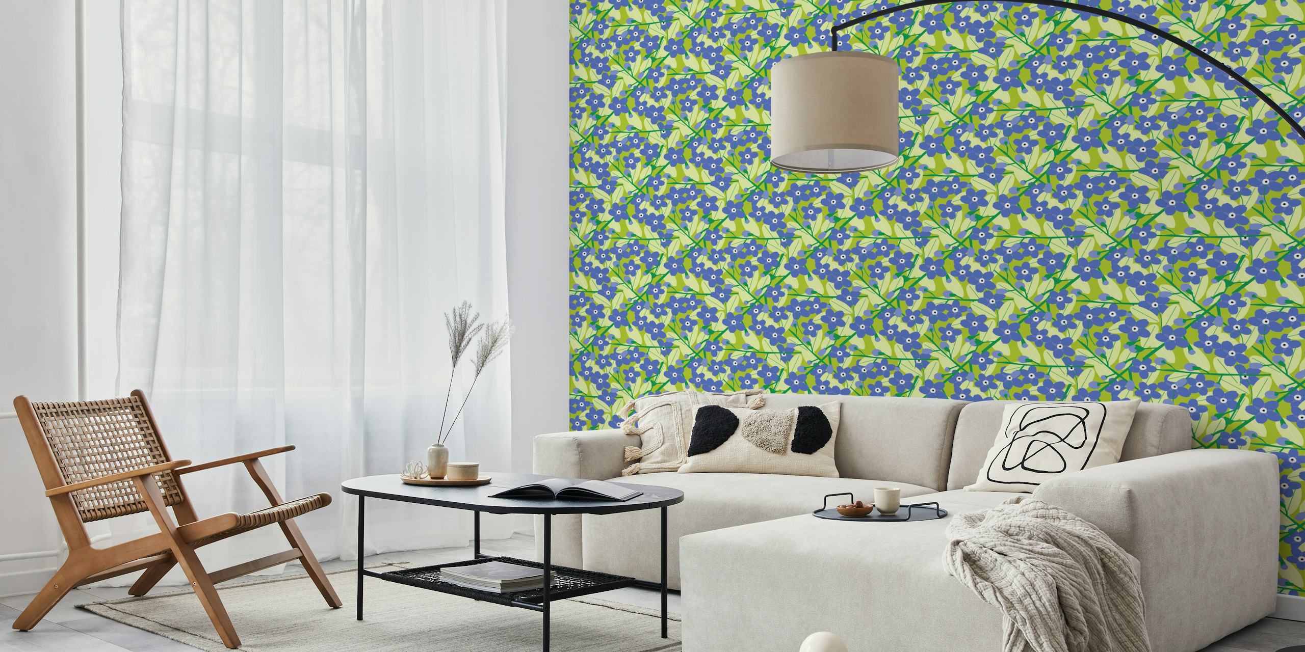 Forget-Me-Knot floral wallpaper in a room