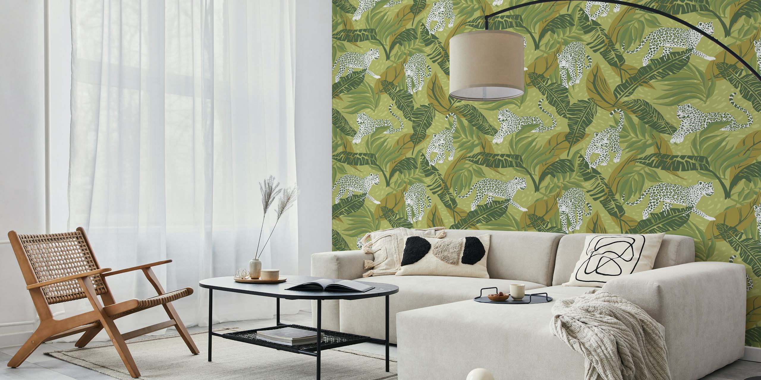 Leopard Crush Green wallpaper in a room