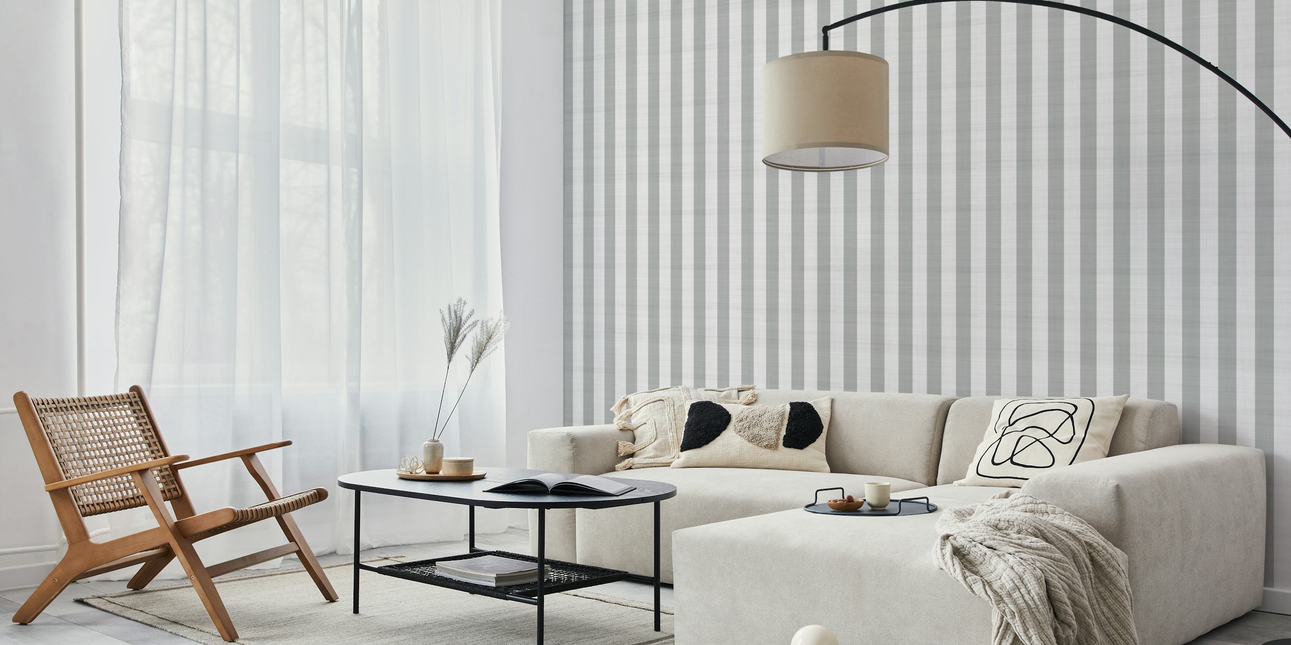 Elegant Vertical Grey Stripes pozadina u sobi
