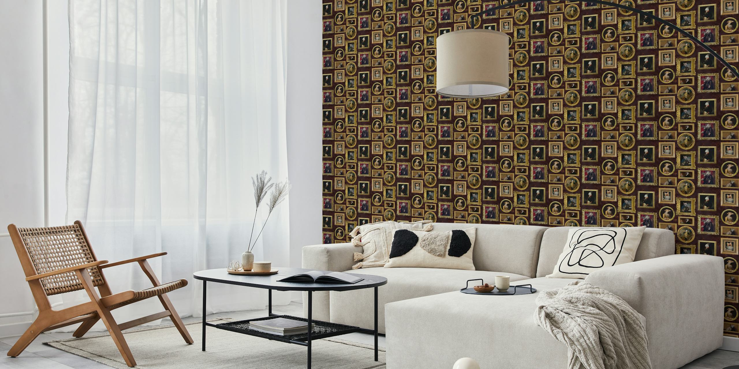 Museum of animals wallpaper displayed in a room