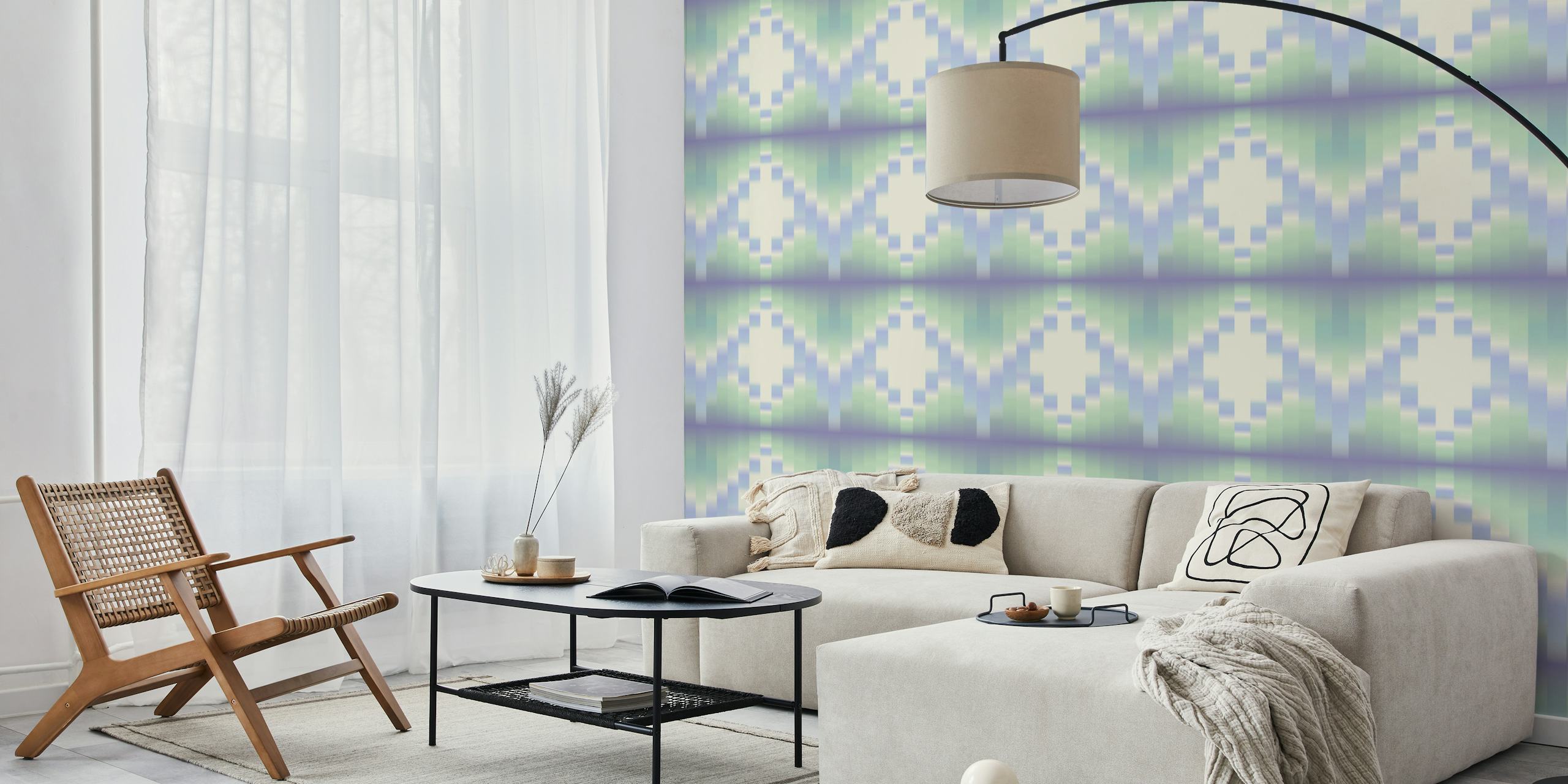 Mint green striped wallpaper in soft gradient hues