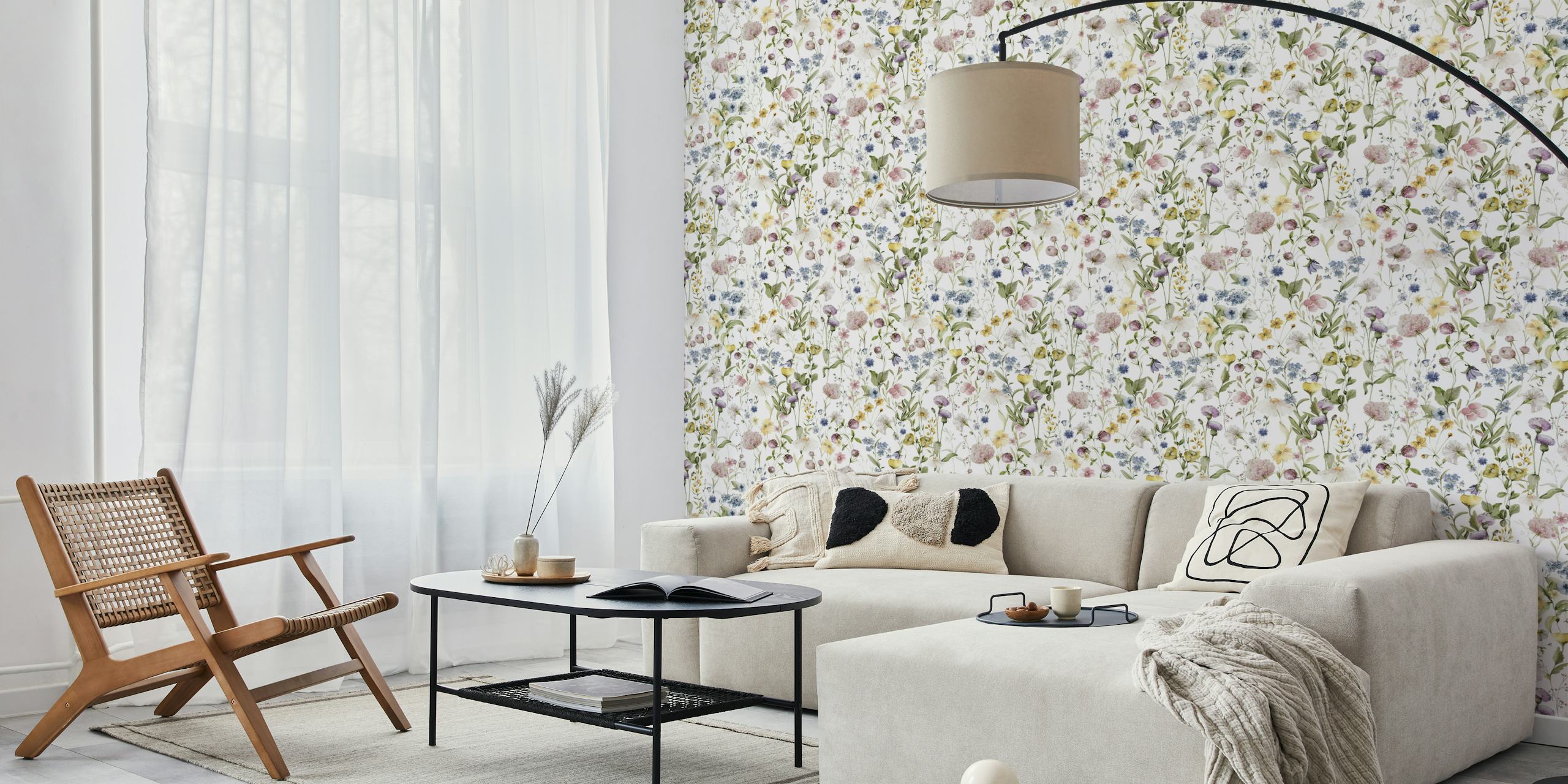 Enchanting wildflowers wallpaper in een kamer