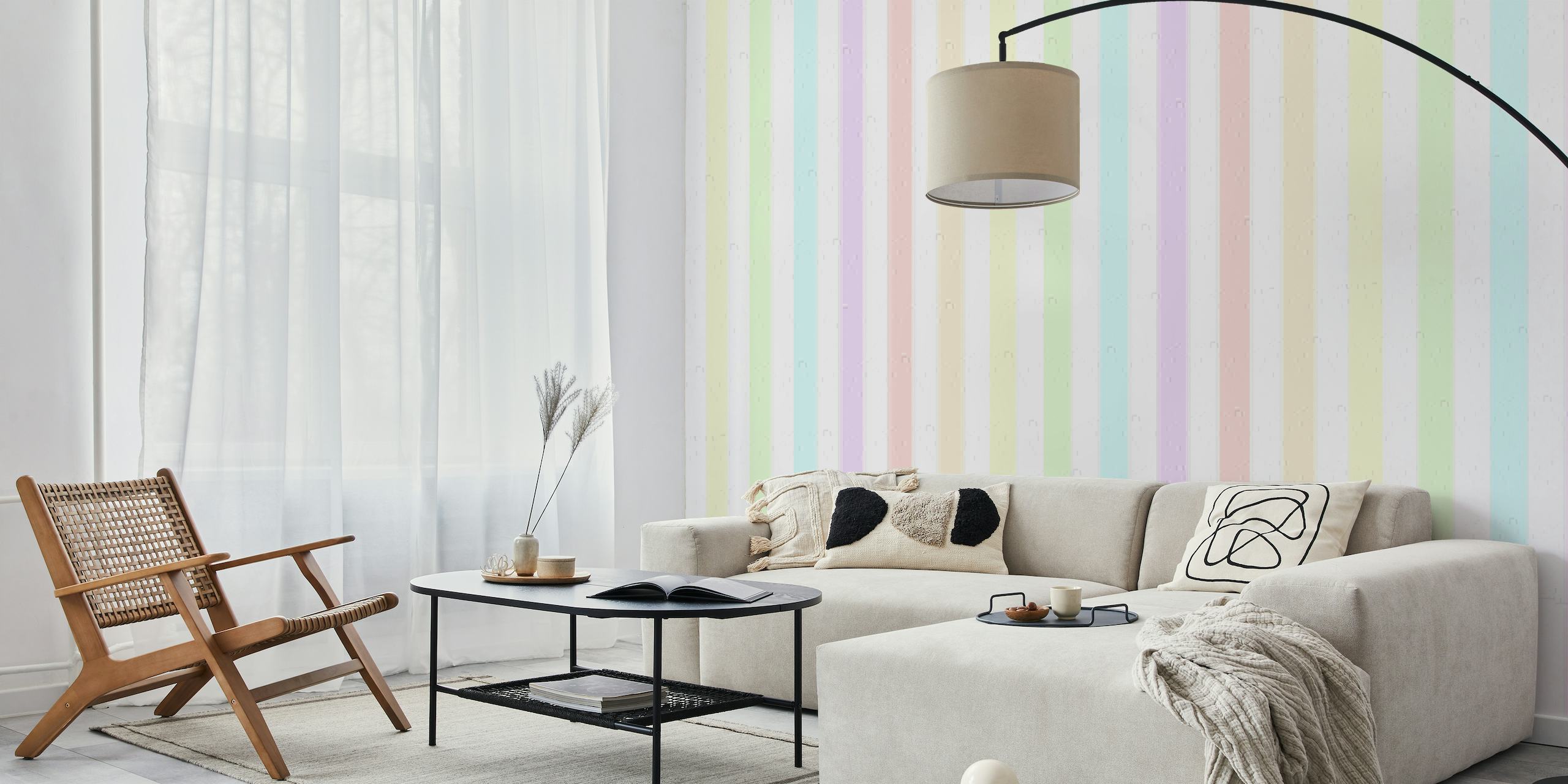 Pastel Rainbow Stripes Wallpaper 1 tapet