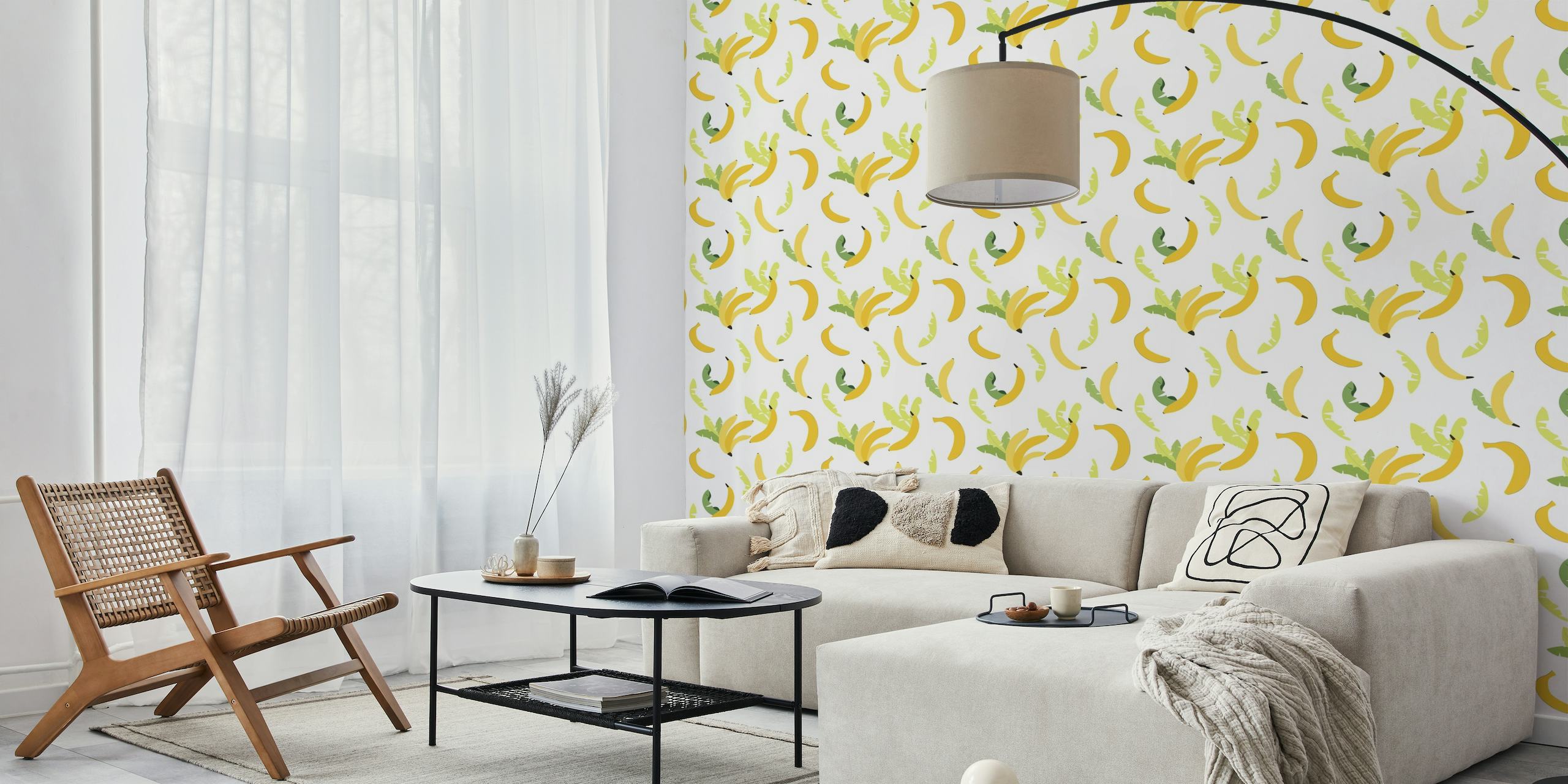 Banana illustration seamless fabric design pattern carta da parati