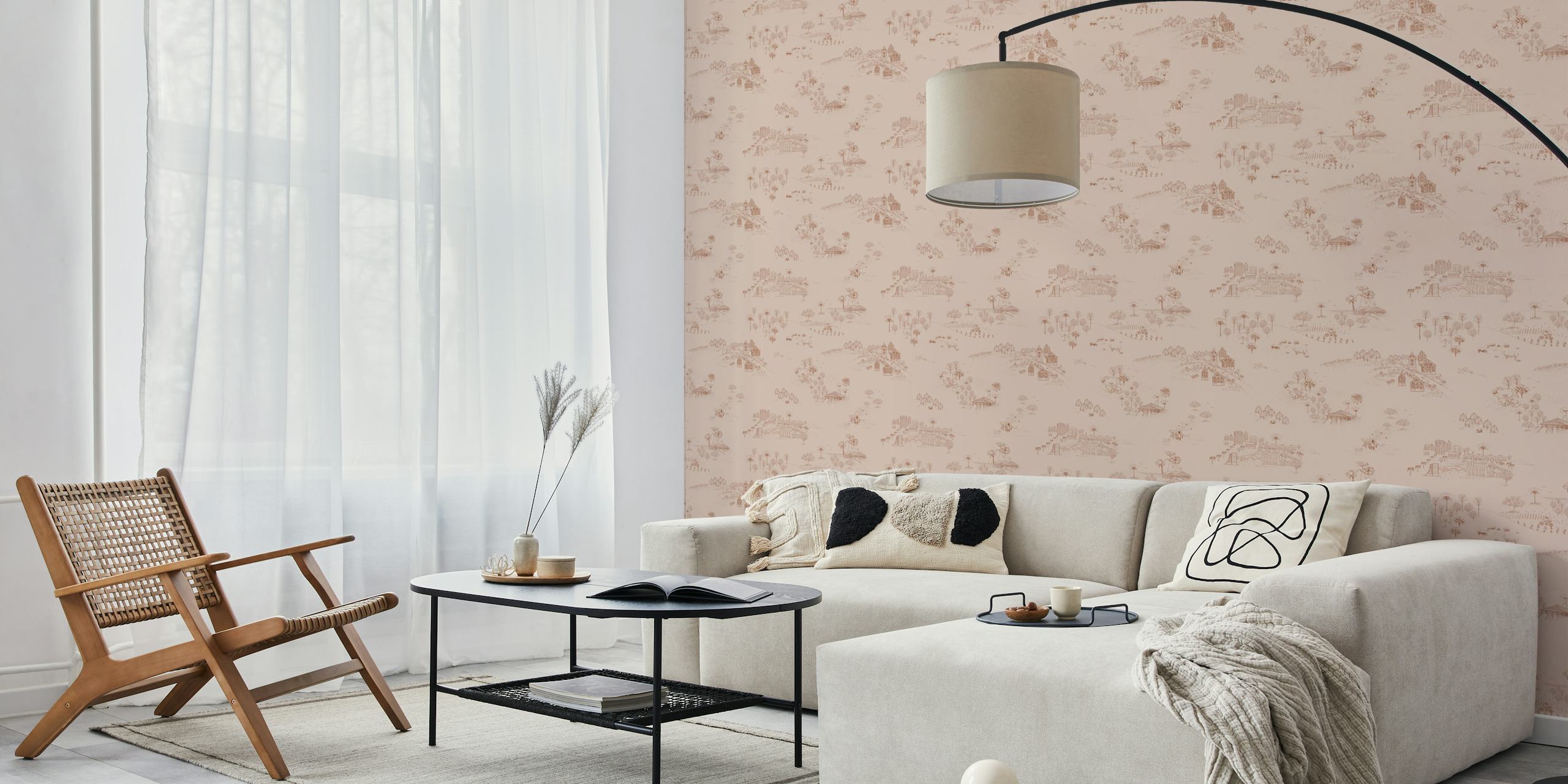 Toile Always Home - Salmon wallpaper in a room