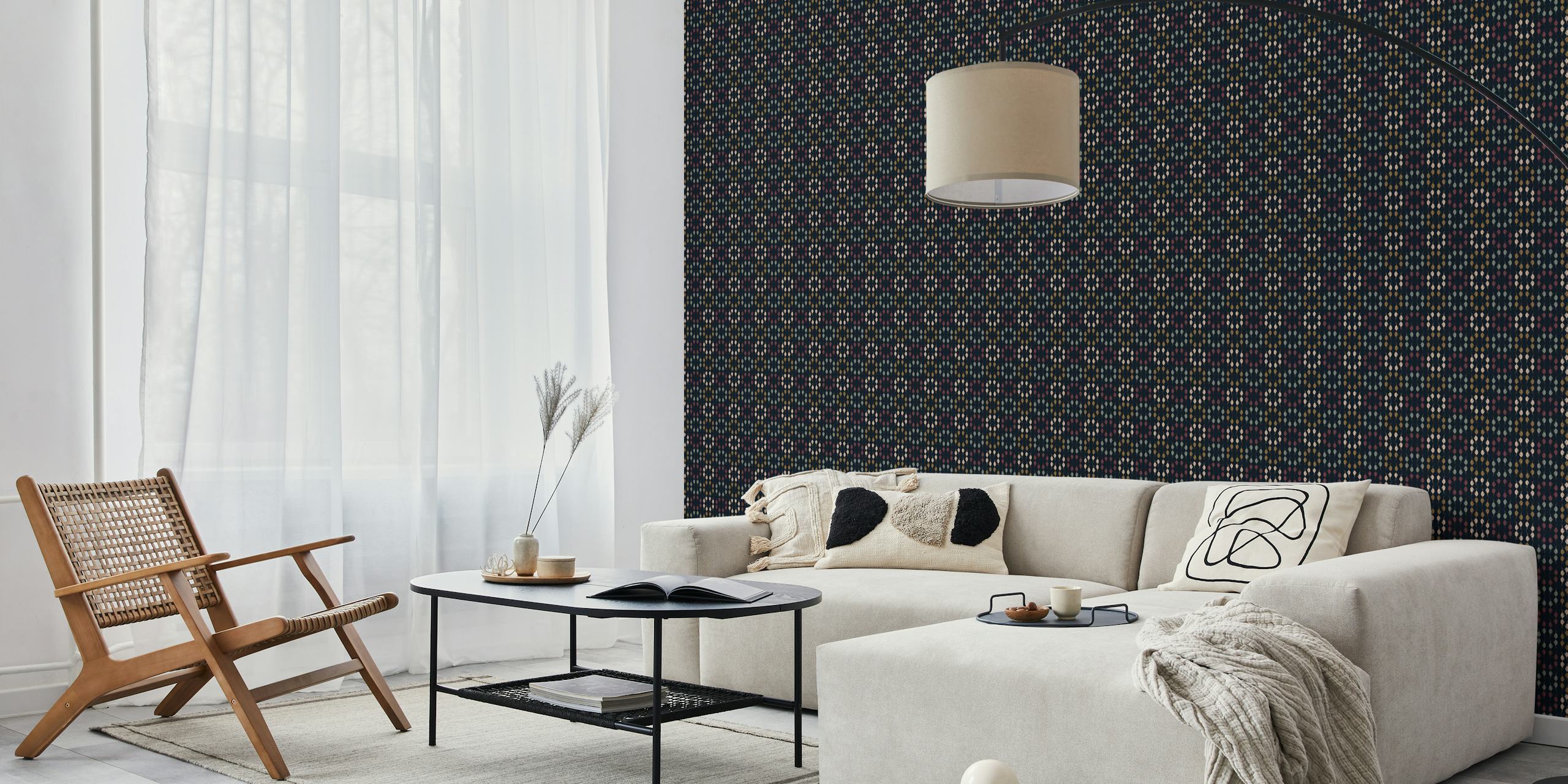 Vintage Geometric Flower Buds behangontwerp