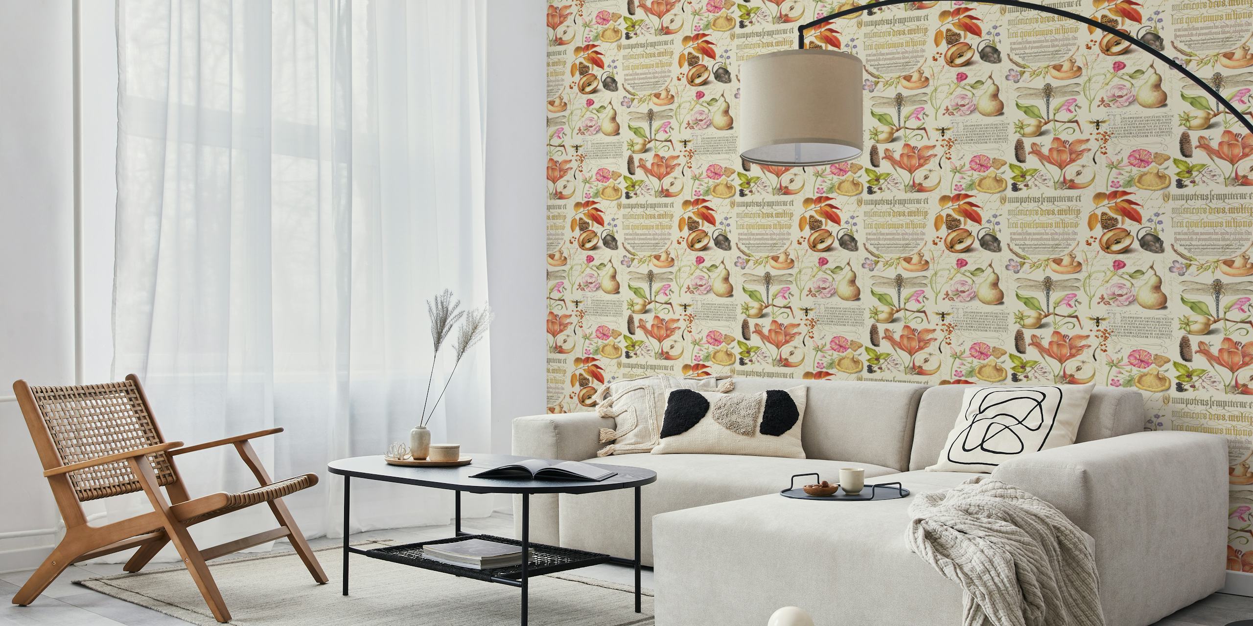 Papel pintado Botanical treasures con plantas y frutas
