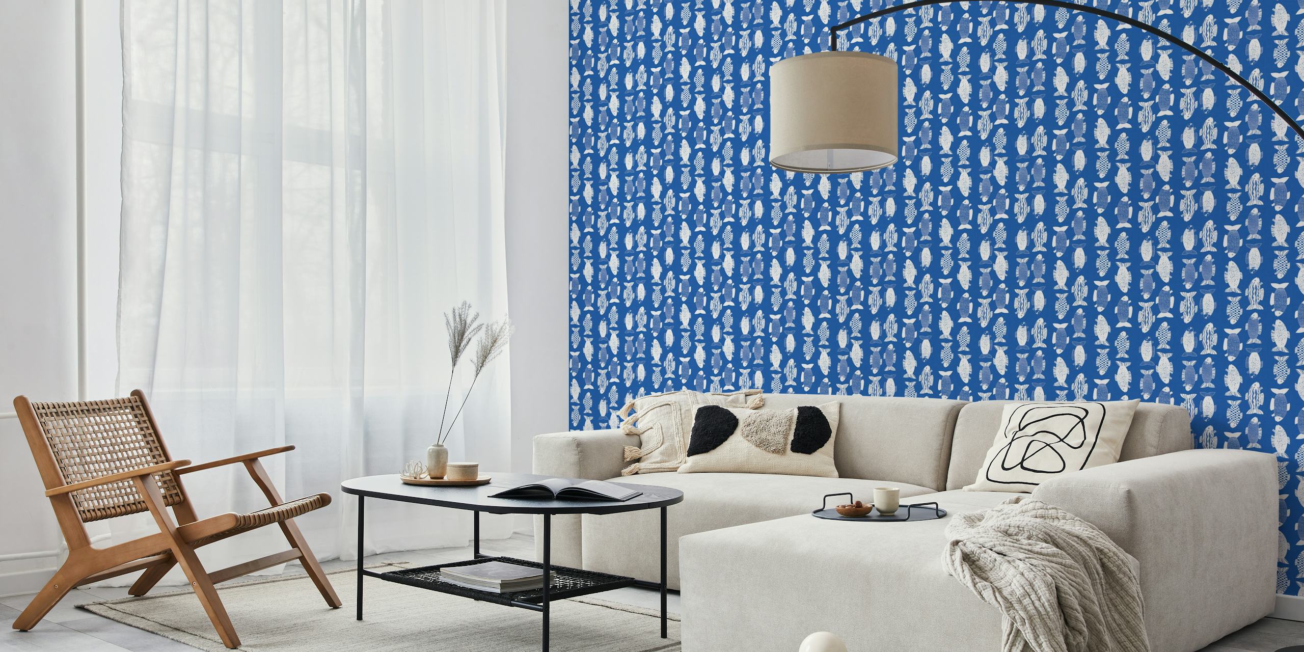 Design de funny fish em fundo azul