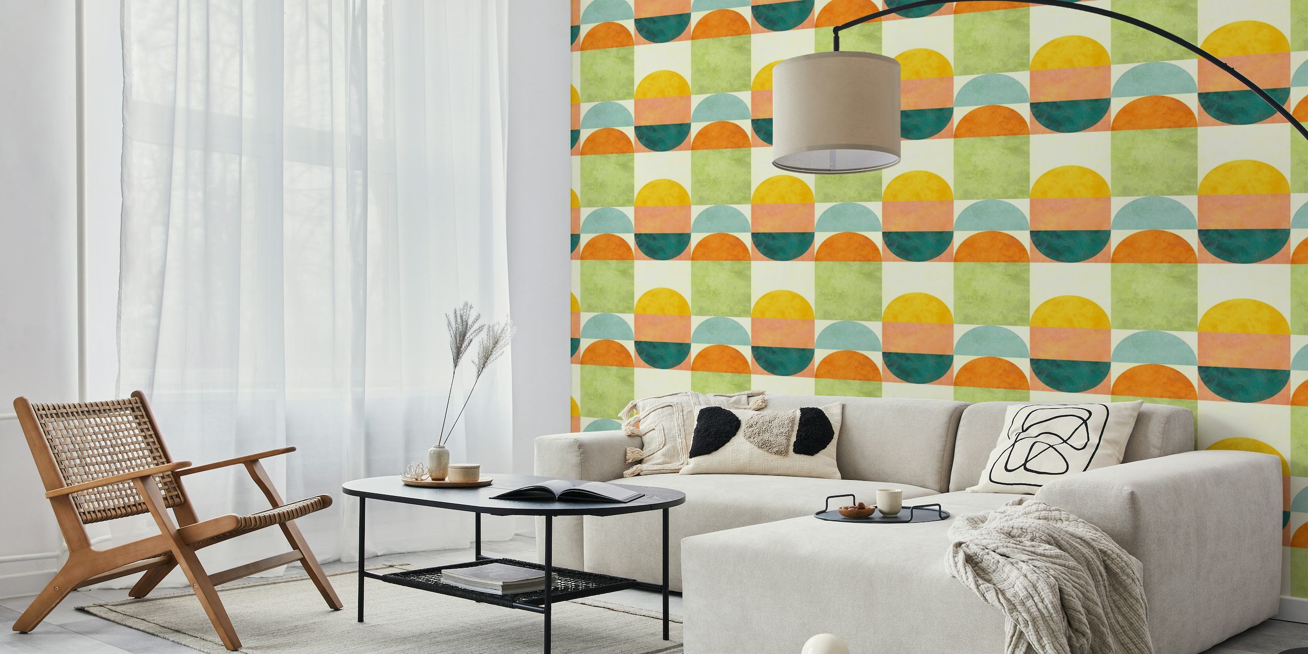 Colorful checkers mid century modern 4 behang