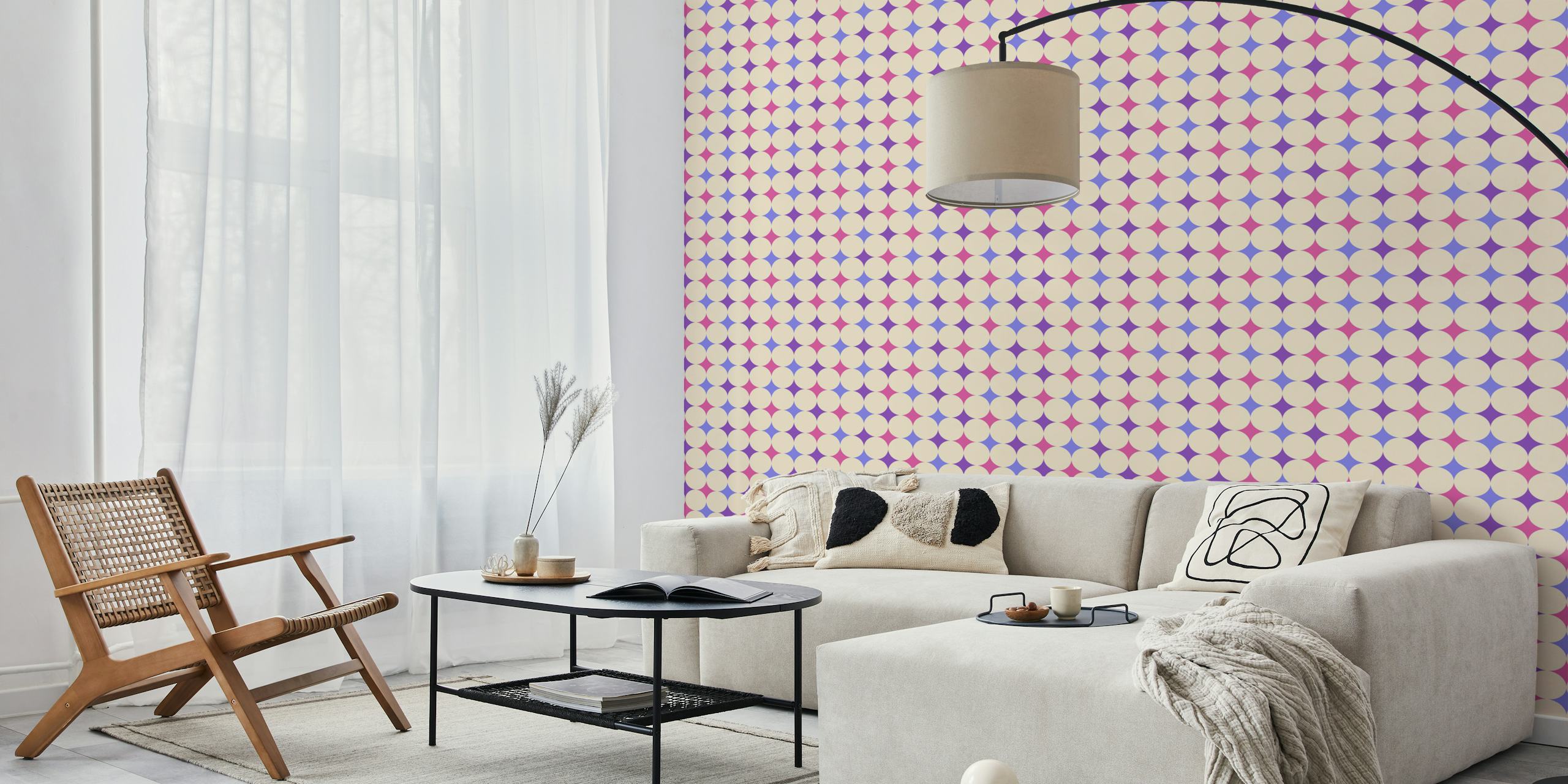 Retro diamonds wallpaper in a room