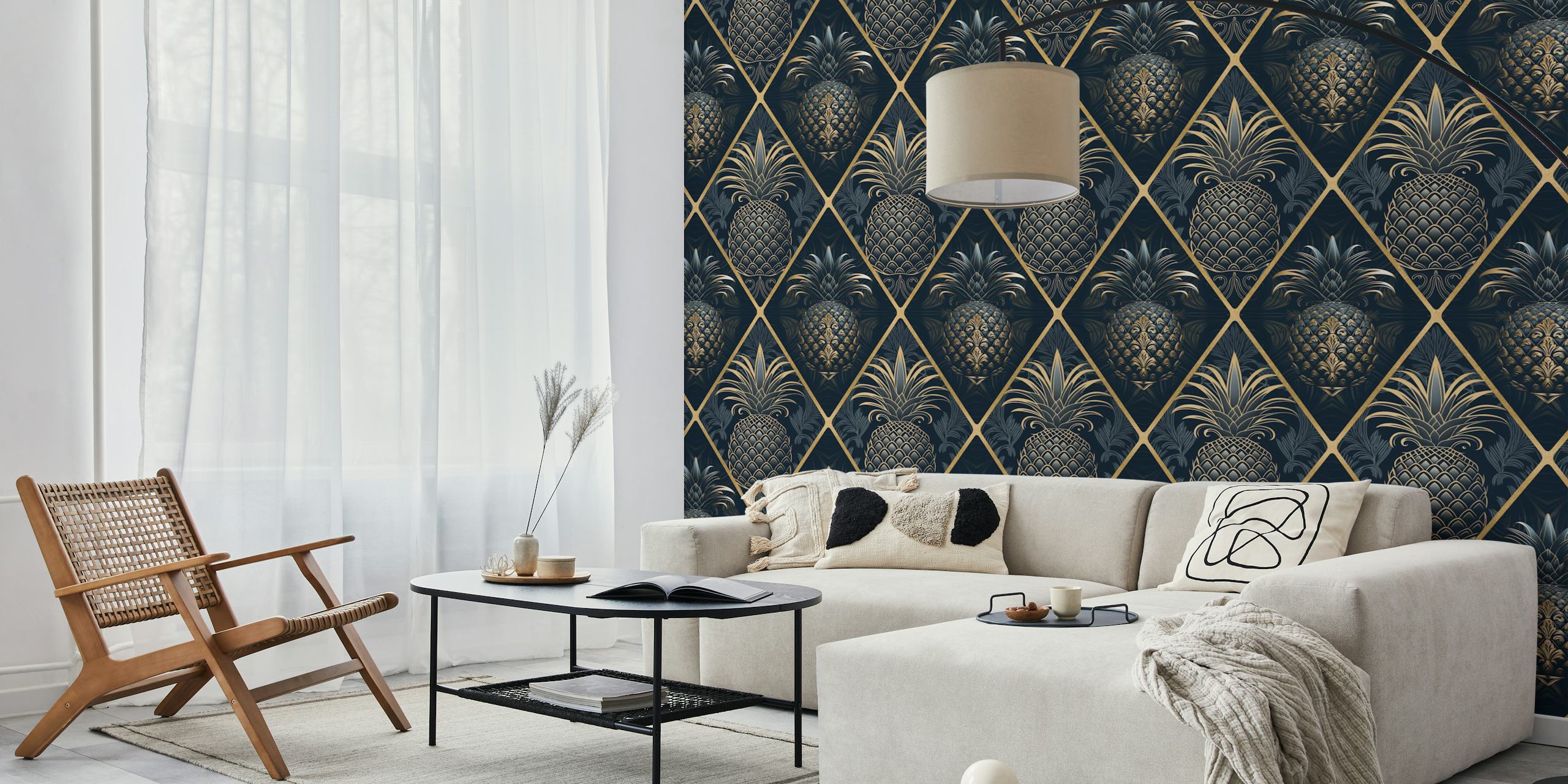 Art Deco pineapple wallpaper design