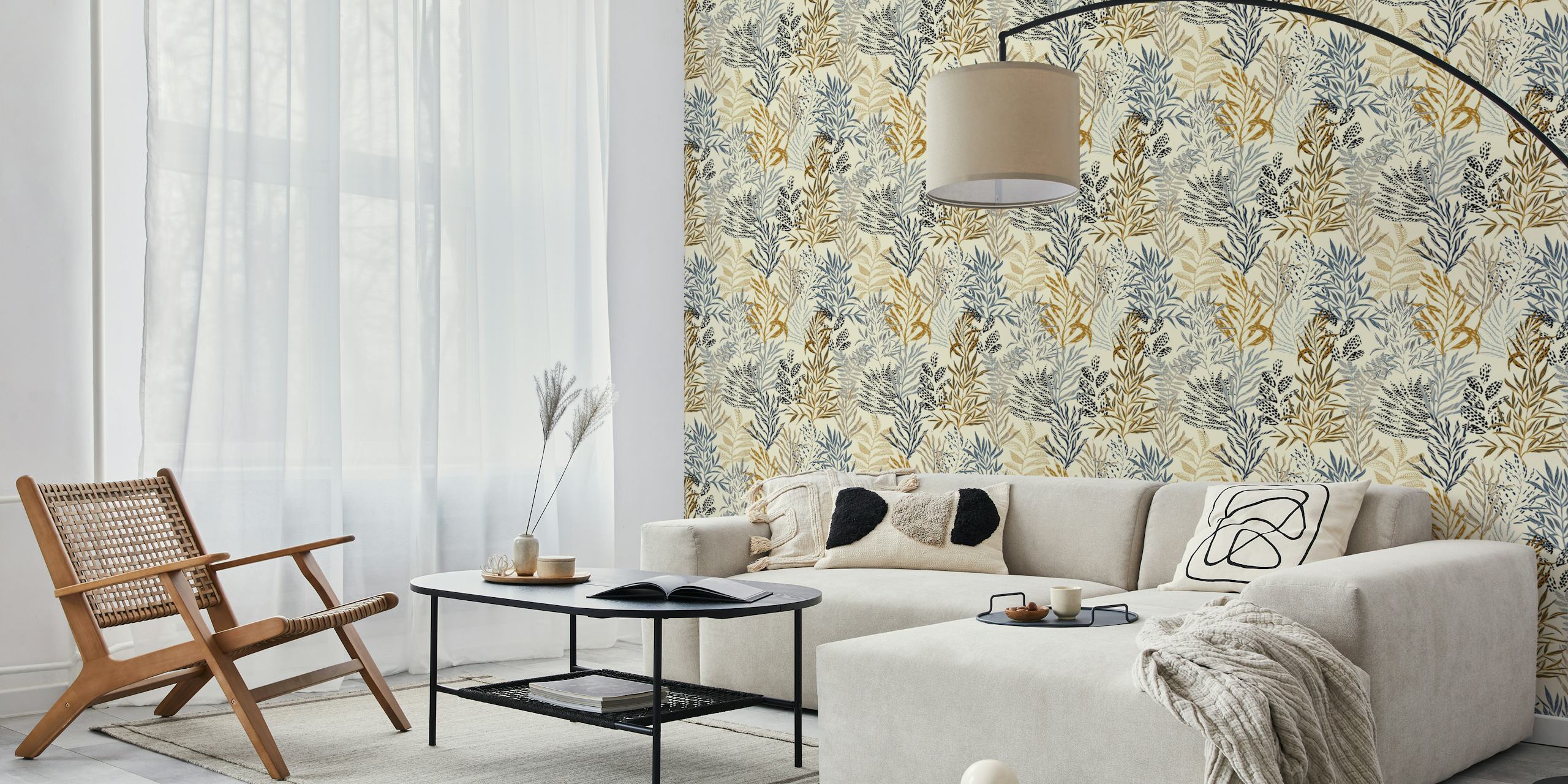 Animal pattern leaves sand papier peint dans une pièce