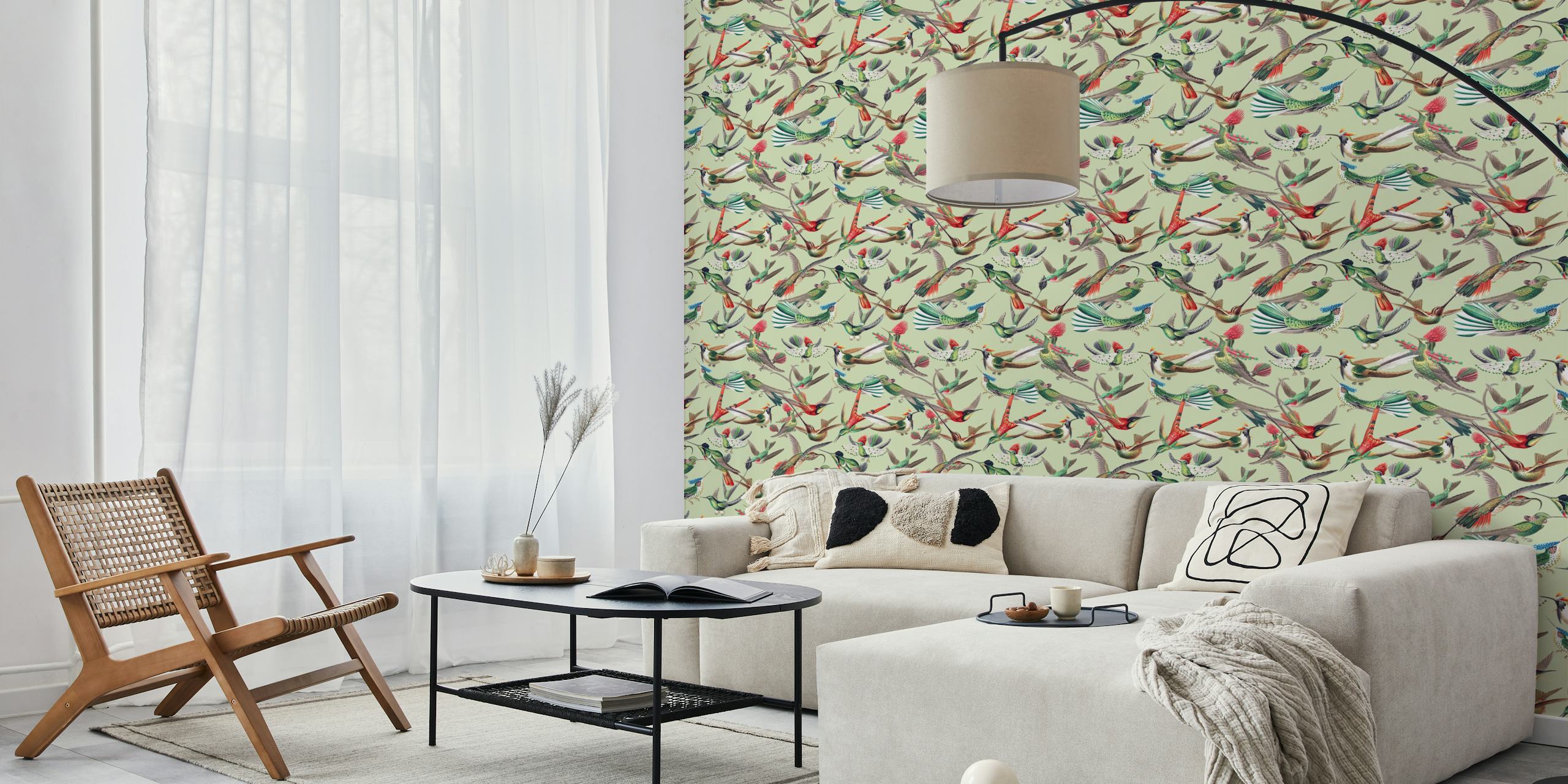 Hummingbirds by Ernst Haeckel Pattern -suunnittelu huoneessa