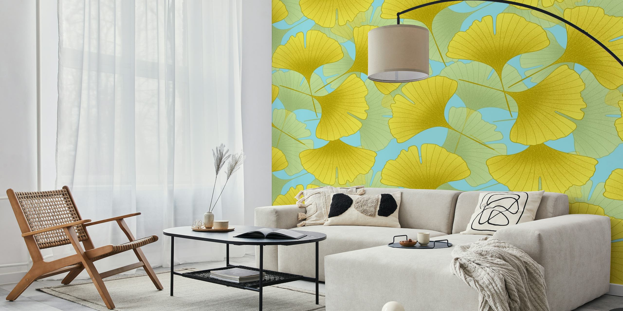 Ginkgo Biloba leaves seamless pattern 6 wallpaper