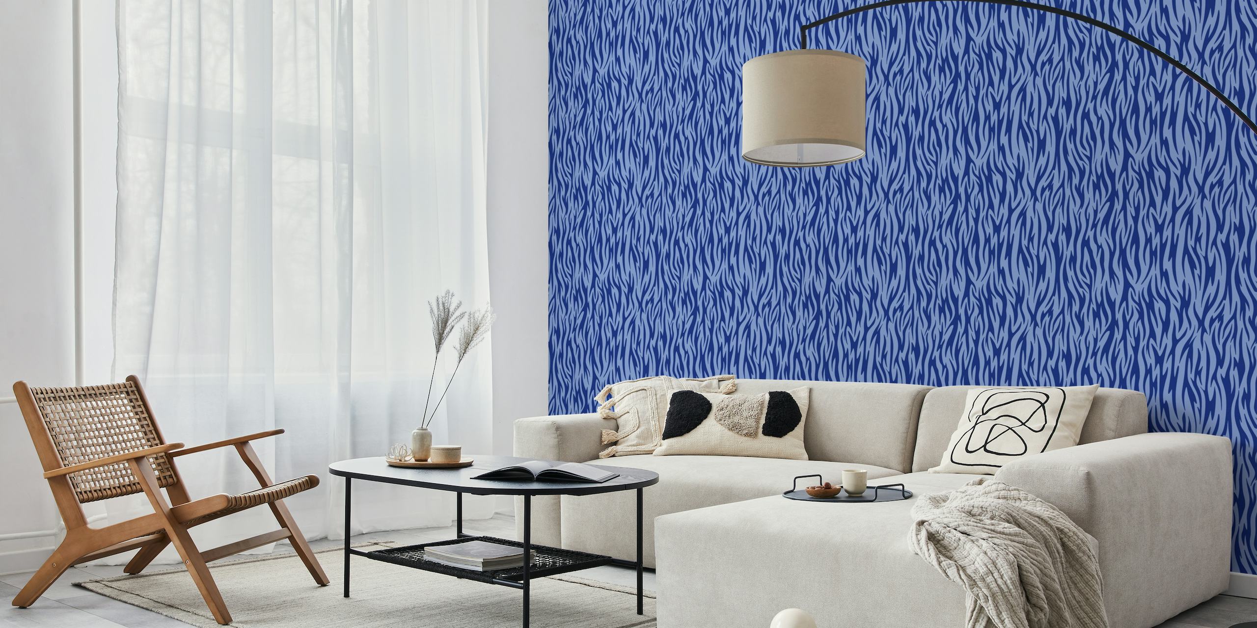 Abstract tigerprint blue behang