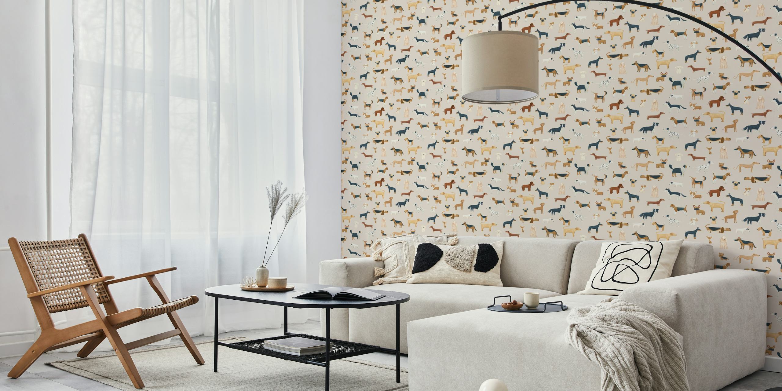 Dog breeds wallpaper displayed in a room