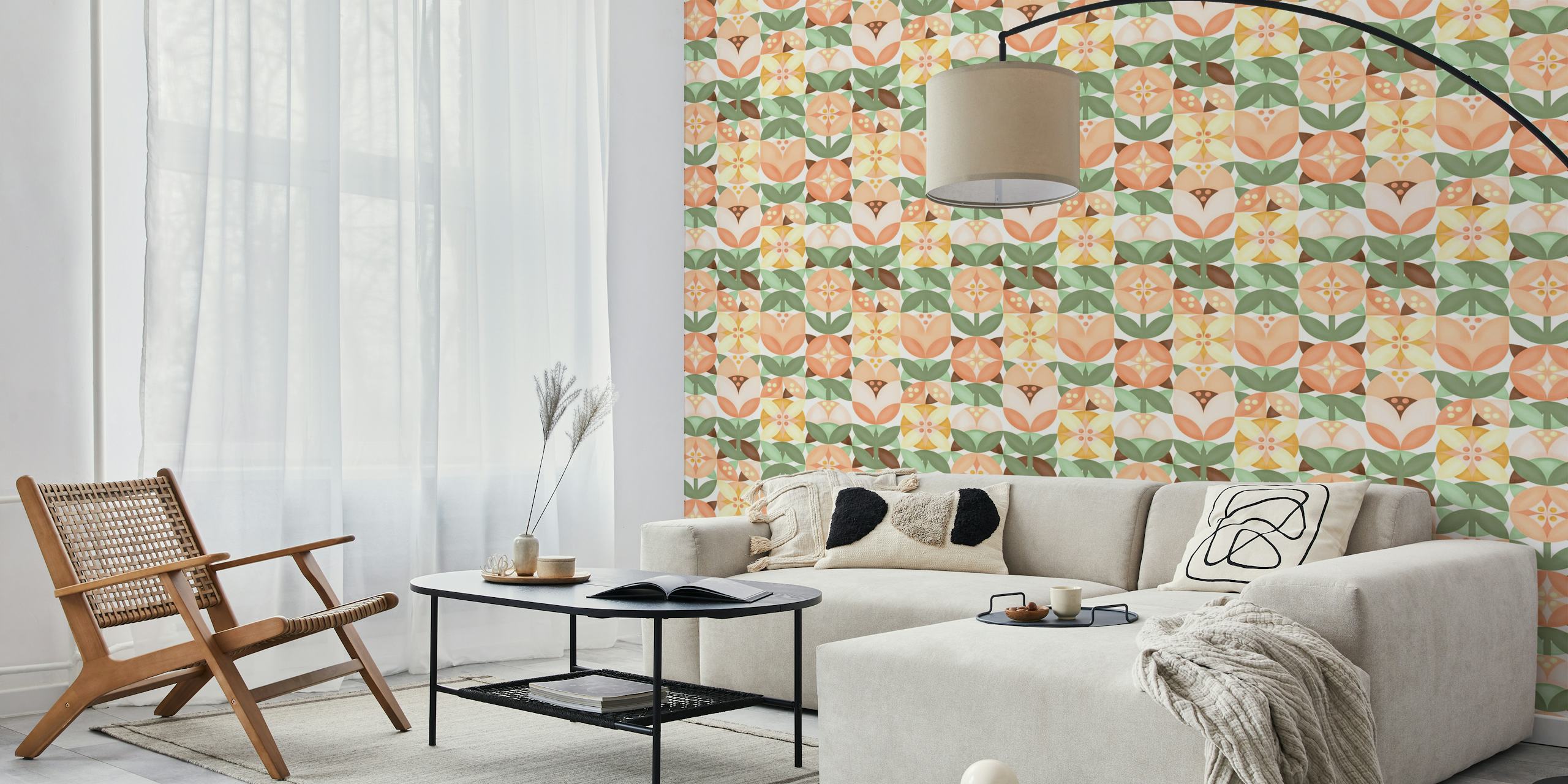 Σχέδιο Ταπετσαρίας Mid-Century Flowers